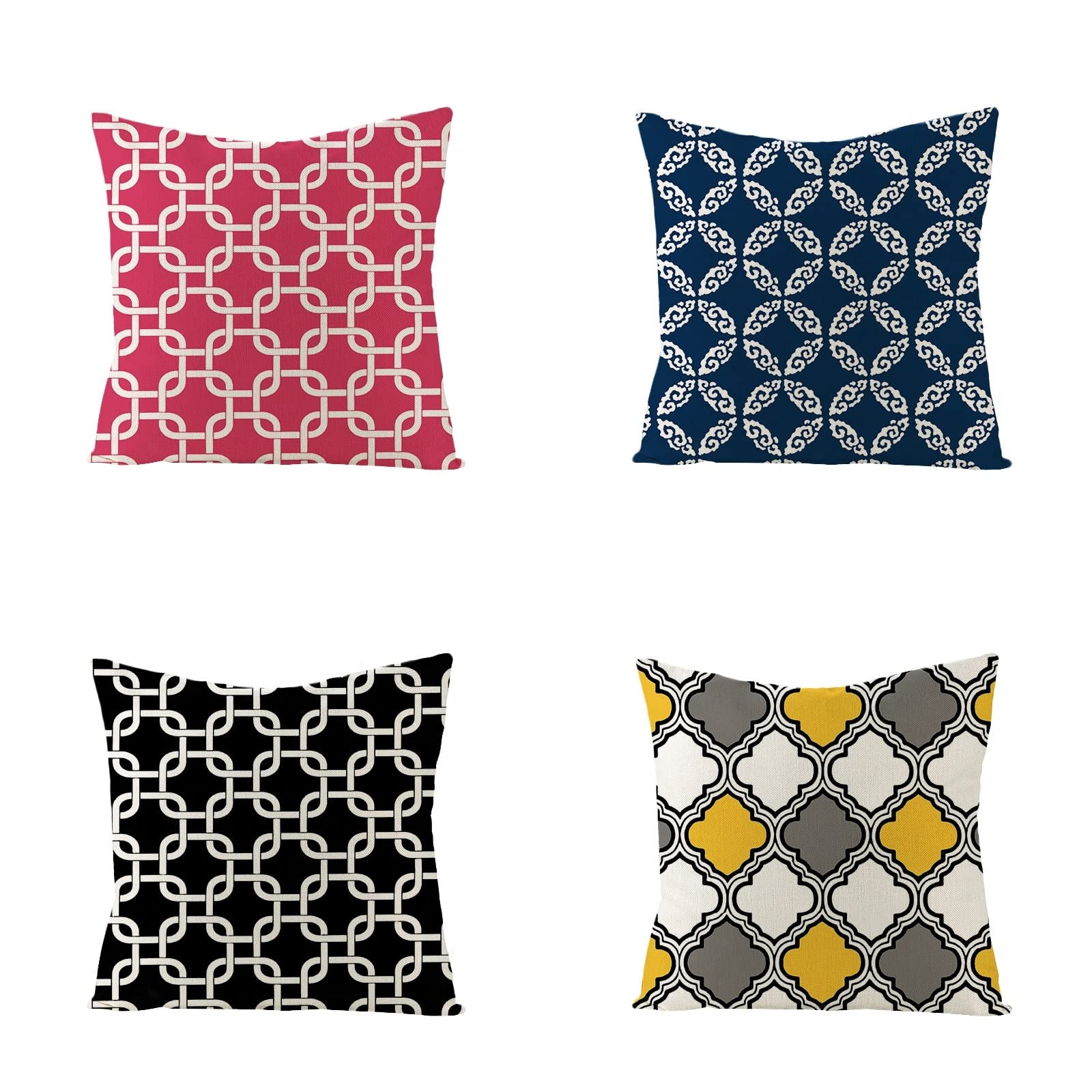 yijan Sofa Cushion Covers 50cm x 50cm Set of 4,Throw Pillow Cases Square Linen for Home Decor Couch Car Outdoor Garden Chair-geometry