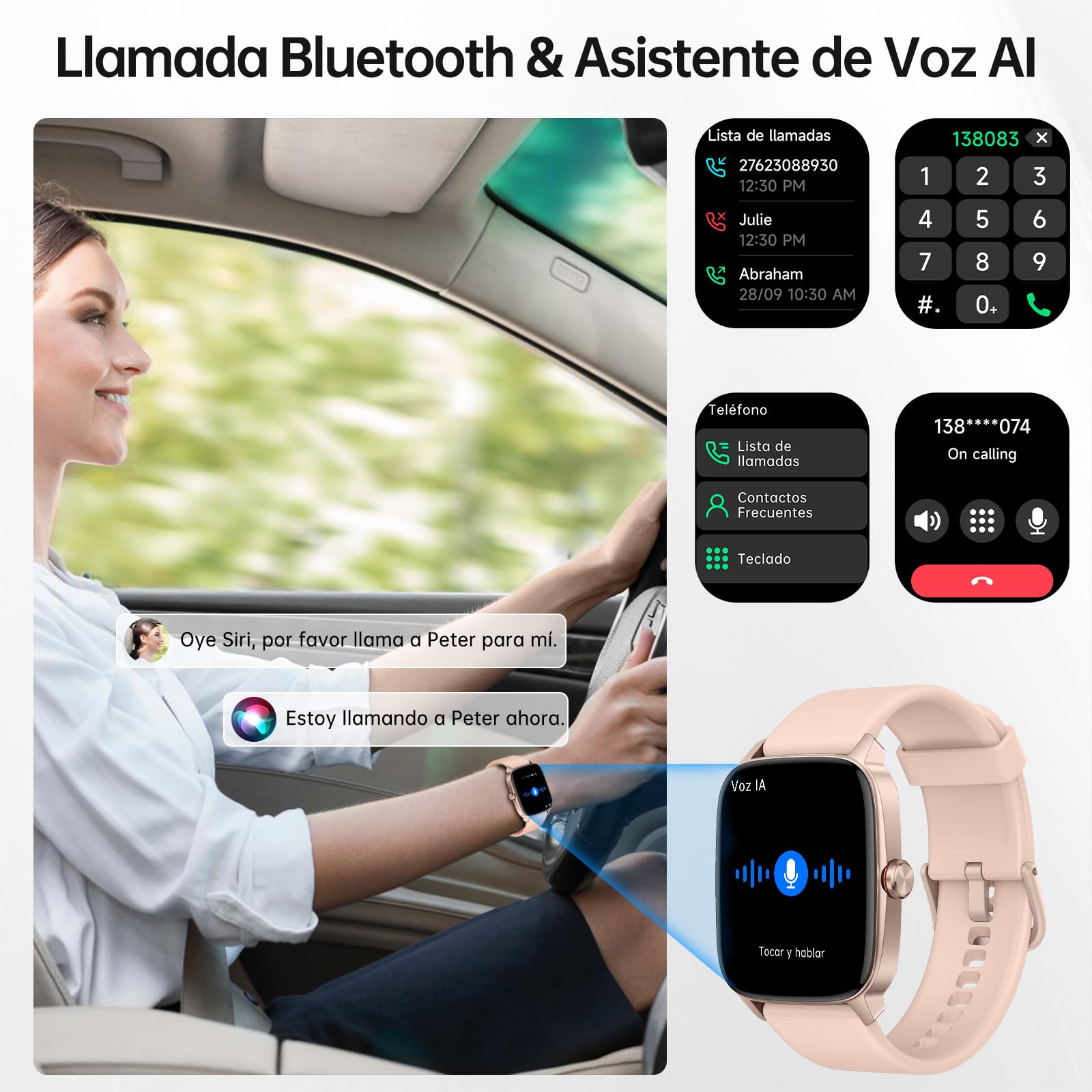 Vista frontal del smartwatch KIBFLE TGW01 mostrando su amplia pantalla AMOLED de 1.85 pulgadas.