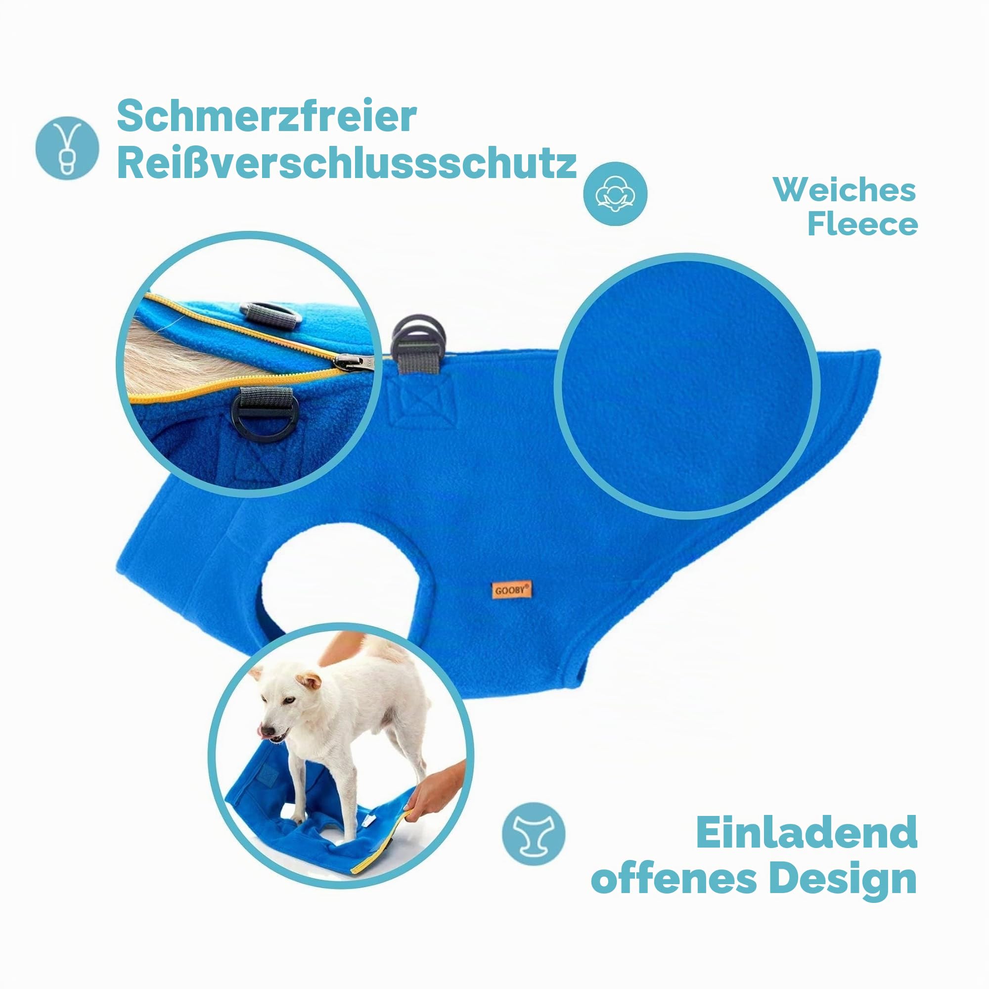 Gooby Fleece-Hundepullover mit Reißverschluss - Schwarz, Größe S - warme Fleece-Hundejacke zum Einsteigen mit doppelter D-Ring-Leine - Winterpullover für kleine Hunde - Hundekleidung für kleine Hunde, | Weiches, warmes Fleece; Step-in-Reißverschluss; Dopp
