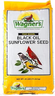 Wagner's 76027 Black Oil Sunflower Seed 25-lb Bag - High-Energy Bird Food for Cardinals, Finches & Songbirds