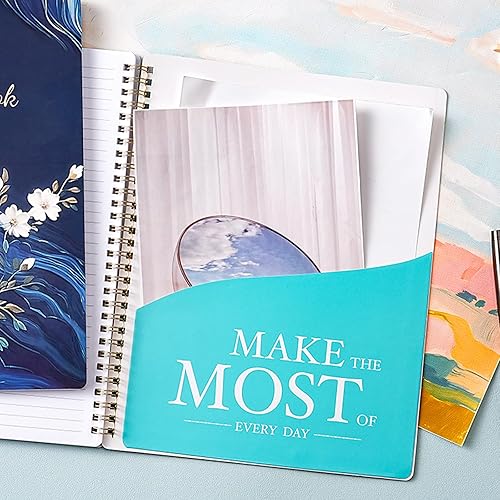 Miniatura 2 de Cuaderno de espiral encuadernado en espiral, cuaderno con papel grueso y bolsillo trasero, con encuadernación de doble alambre, cuadernos con rayas