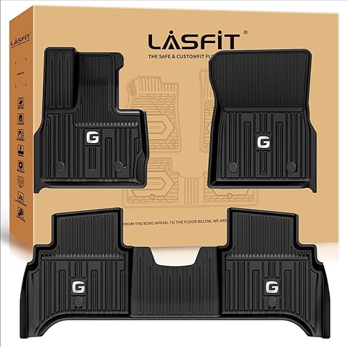 LASFIT Tapetes de elastómero termoplástico para 1a y 2a fila de asientos de auto, para todo tipo de clima, de ajuste personalizado, color negro