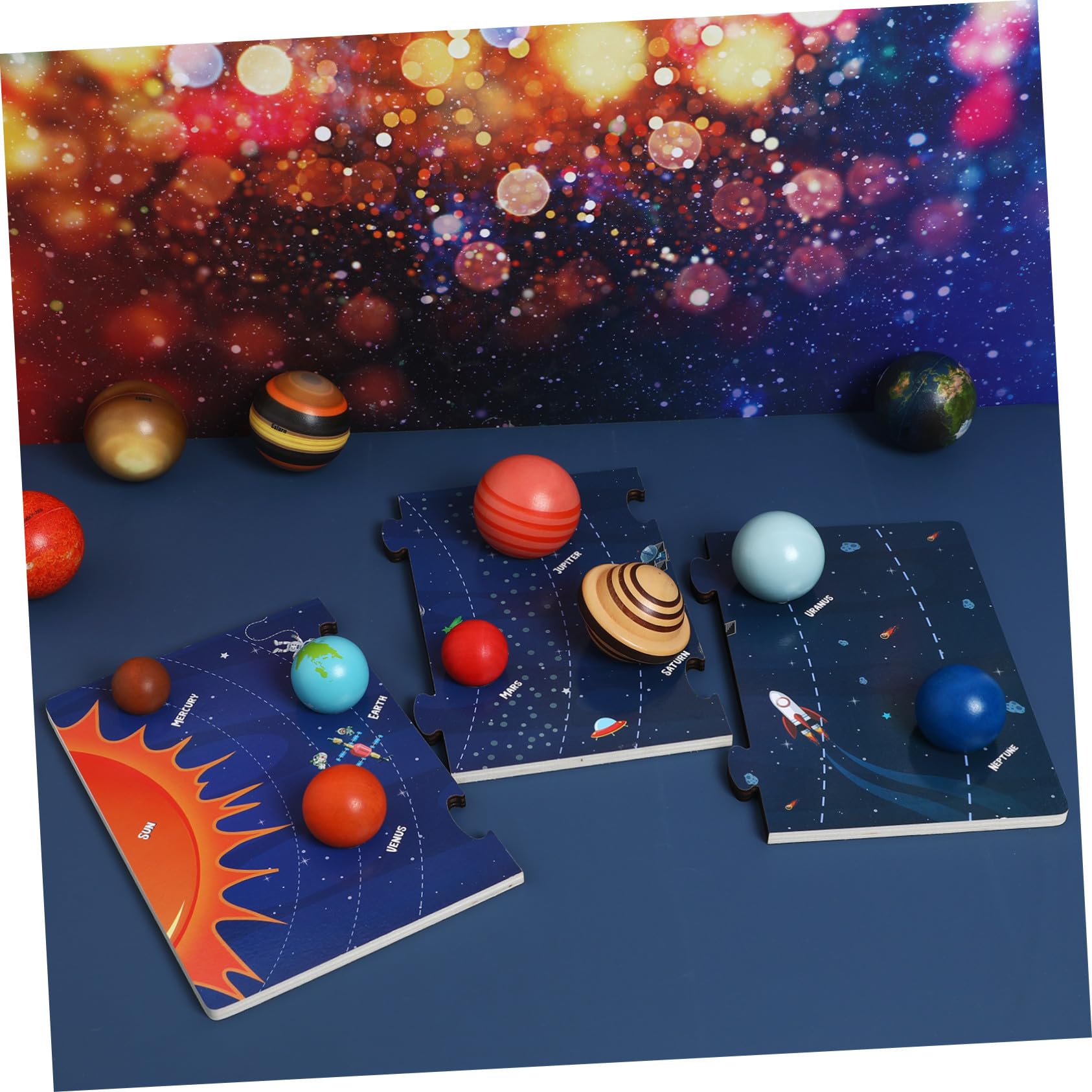 NOLITOY Puzzle de Planetas de Madera para Modelo Educativo del Sistema Solar Juguete Didáctico Seguro para Aprendizaje Espacial Regalo Interactivo para Años Adelante