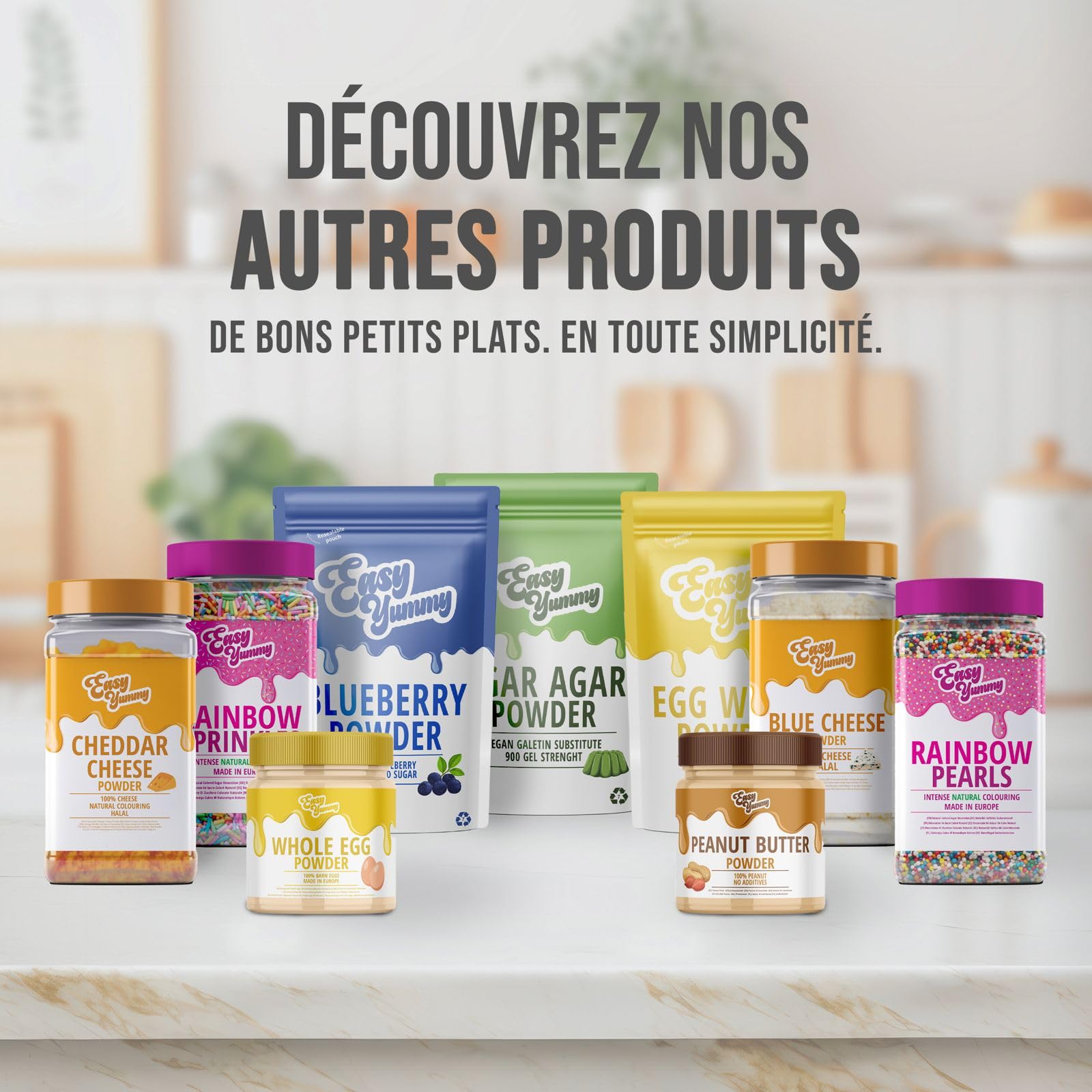 EASY YUMMY - Œuf entier en poudre pour la cuisine (500g), 100% d'œuf en poudre