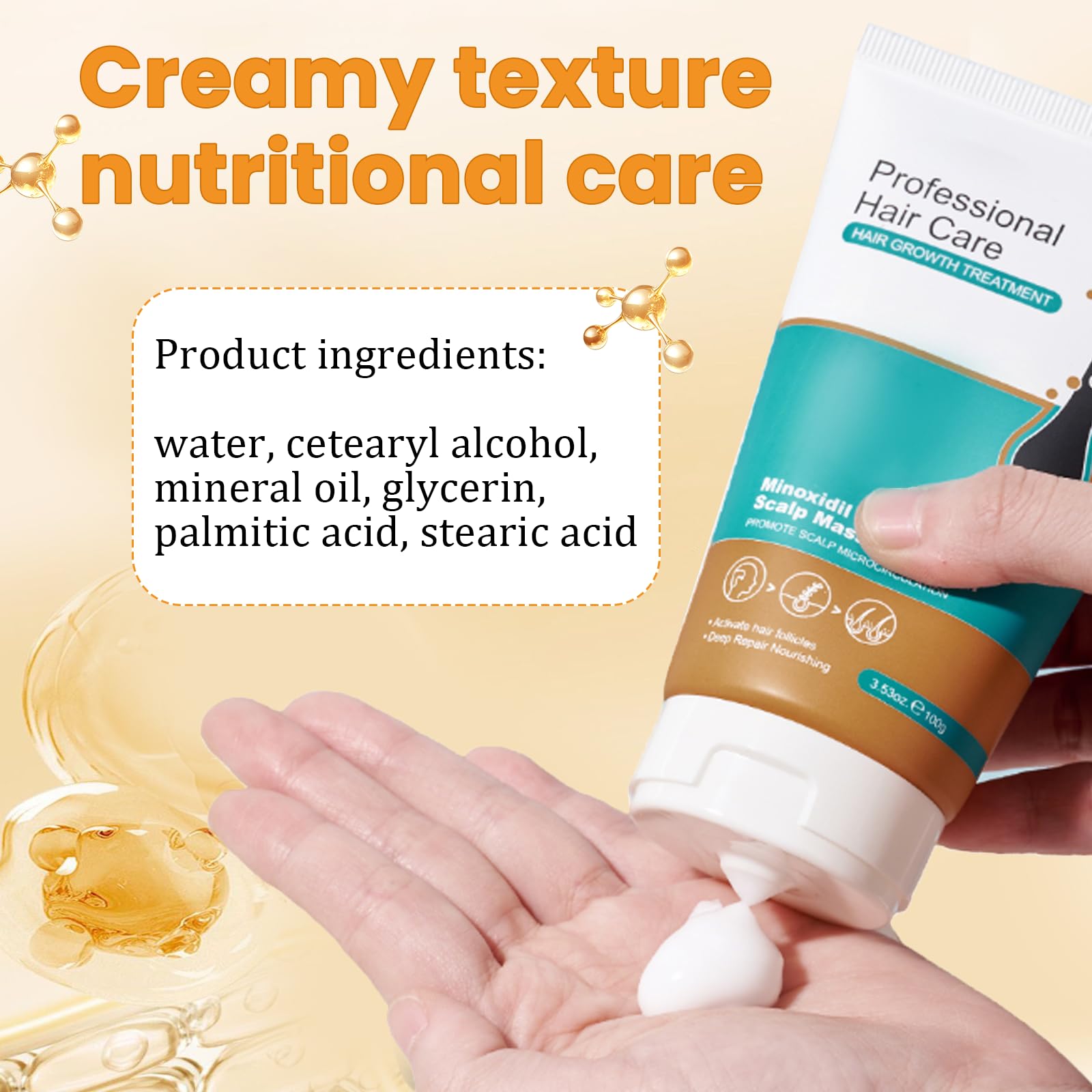 100g Alopécie Crème De Réparation,Crème De massage du cuir chevelu,Cheveux Épais,L'effet d'épaississement pour les cheveux,réduit la perte de cheveux,les soins du cuir chevelu