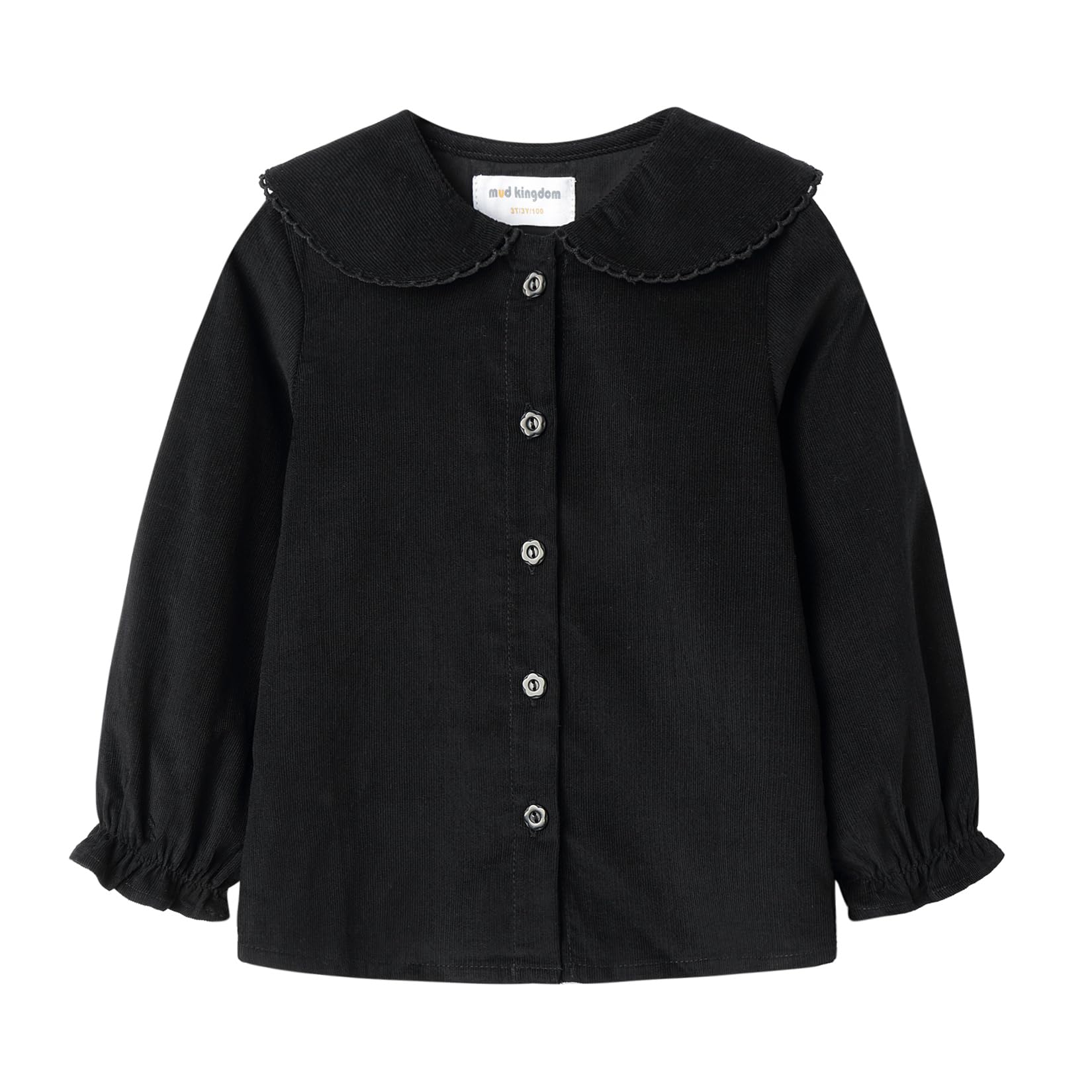 Mud Kingdom Little Girls Corduroy Shirt Button Down Long Sleeve Lace Collar