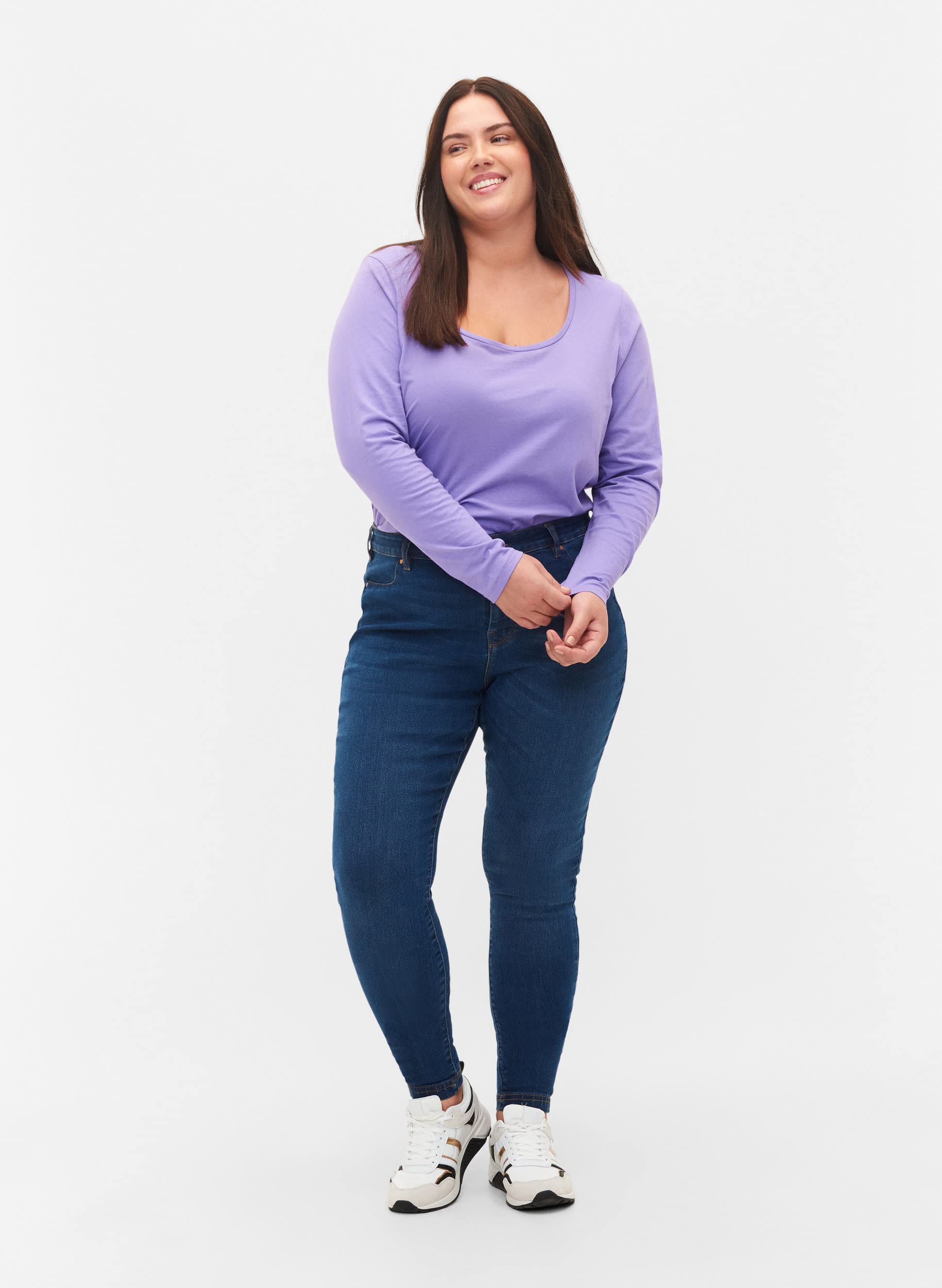 Zizzi Damen Große Größen Jeggings Baumwolle Stretch, Skinny Fit Hose für Frauen im Plus Size