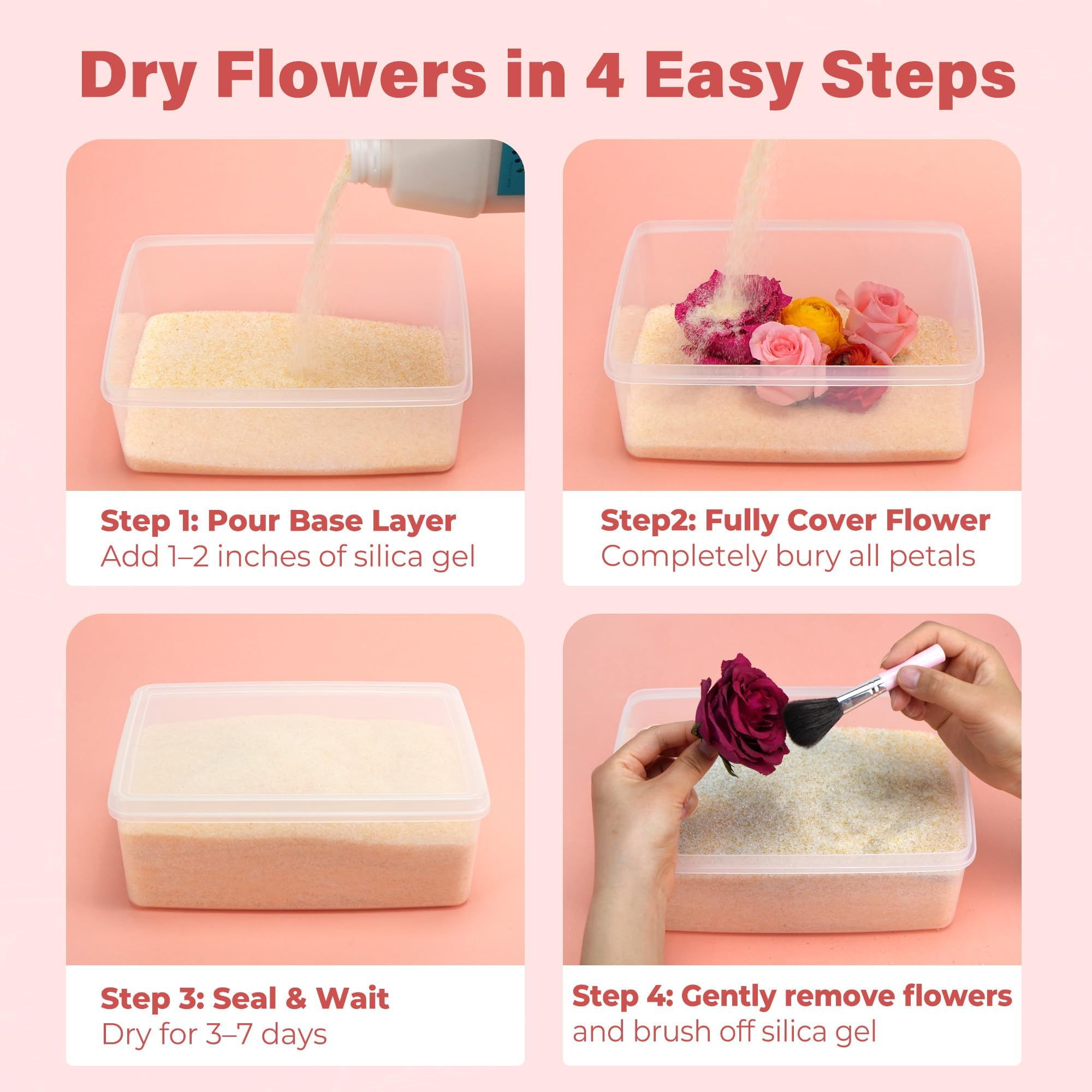 LotFancy Cristales de secado de flores de gel de sílice de 10 libras, indicador de color, reutilizables