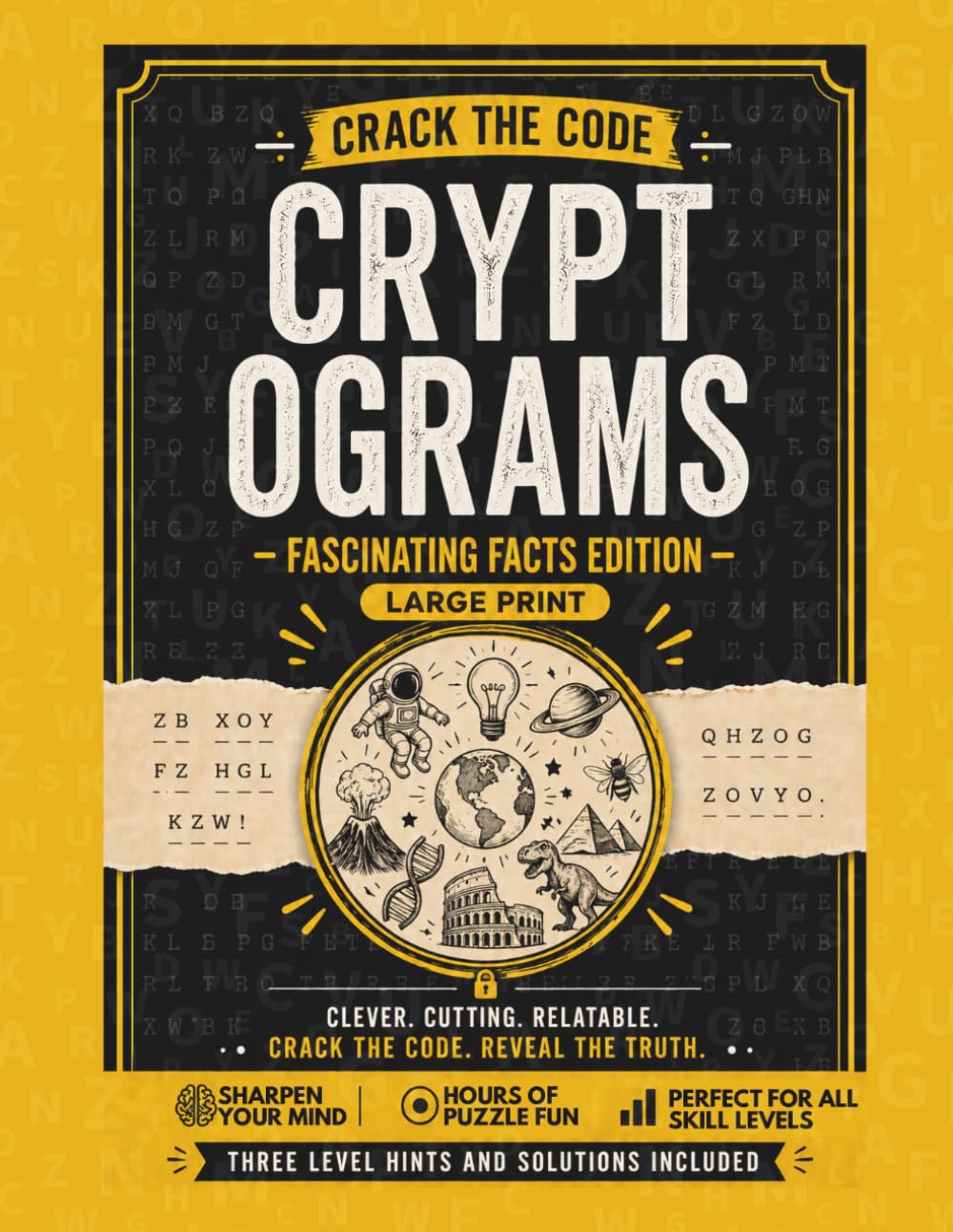 Large Print Cryptograms: Fascinating Facts Edition: Brain Teasers Word Puzzle Games Activity Book for Adults and Seniors