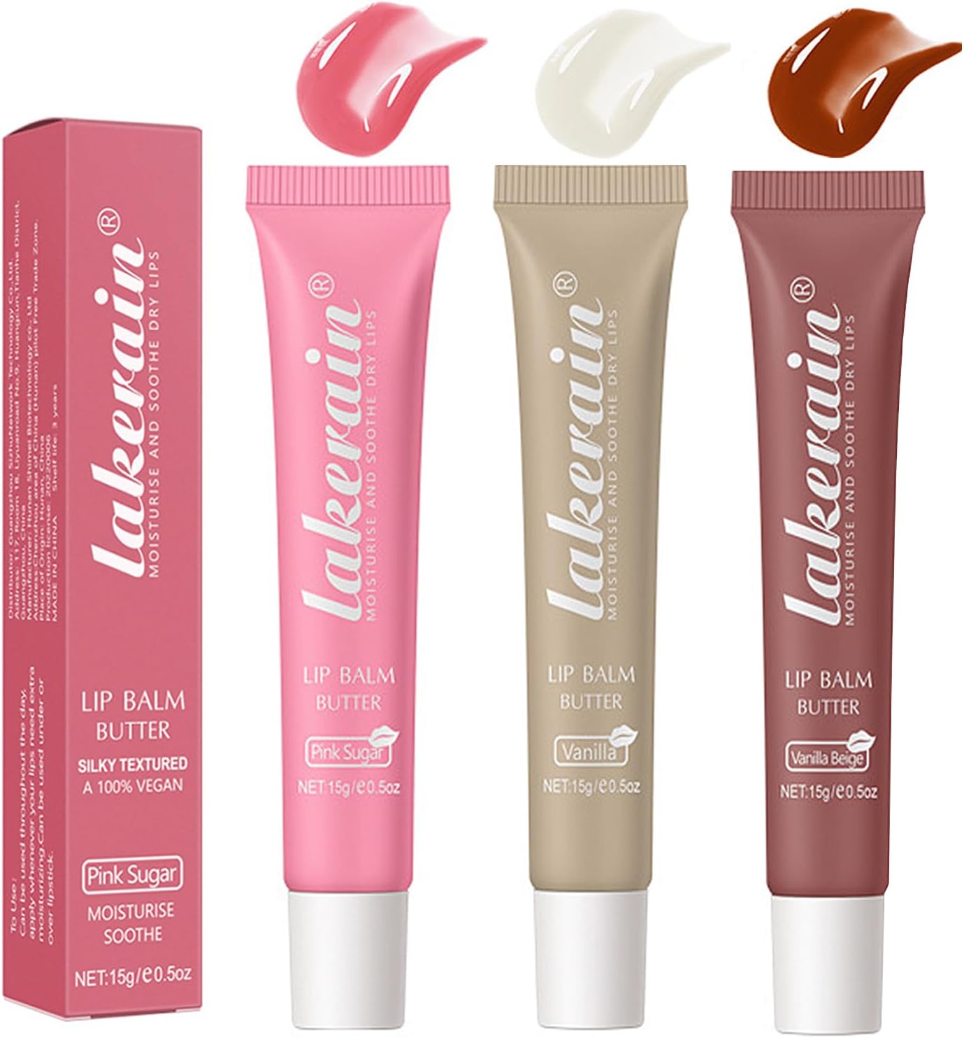 3 Color Glossy Lip Balm Butter Lip Gloss，Moisturizing Non Sticky High Shiny Finish Lip Glow Oil, Natural Plumping Lip Tint Lip Care & Repair Lip Mask for Soft & Smooth & Protect Dry Lip