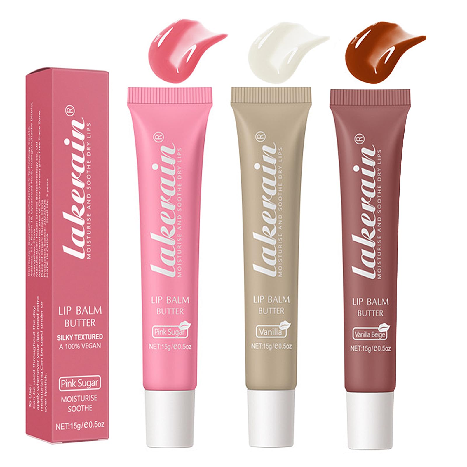 3 Color Glossy Lip Balm Butter Lip Gloss，Moisturizing Non Sticky High Shiny Finish Lip Glow Oil, Natural Plumping Lip Tint Lip Care & Repair Lip Mask for Soft & Smooth & Protect Dry Lip