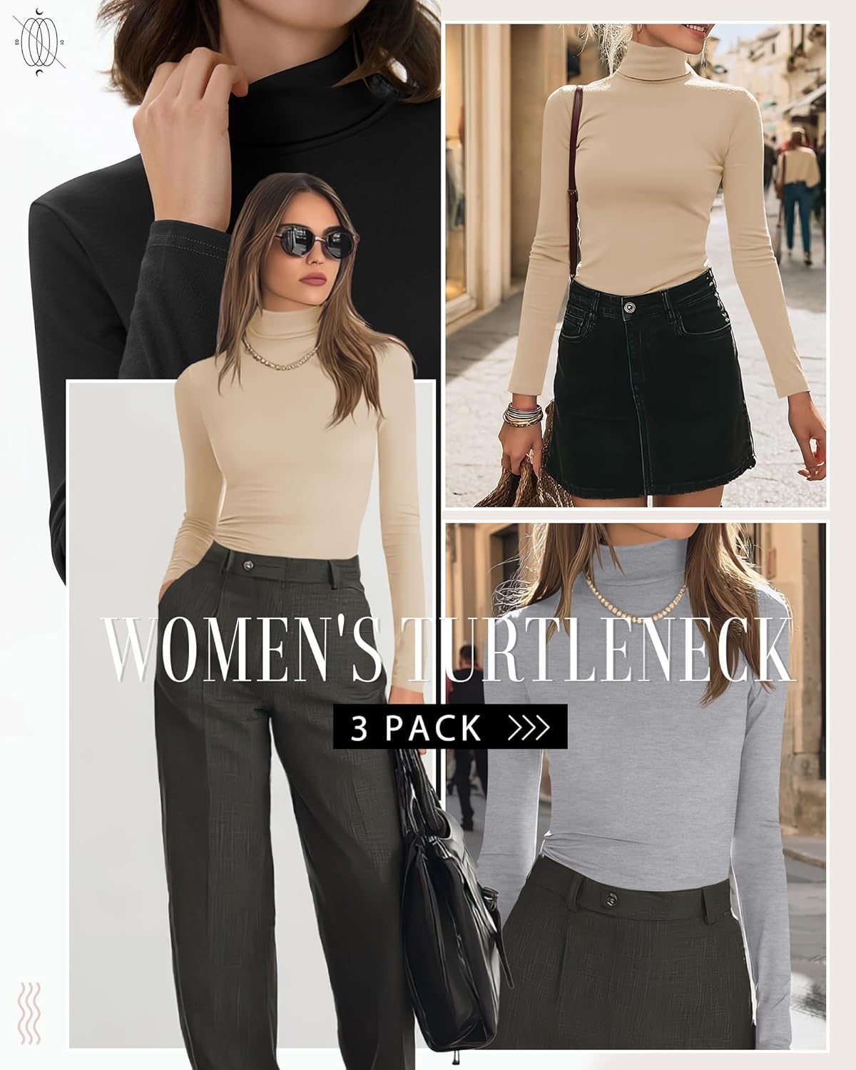 Neer 3 Pack Cotton Women's Turtleneck Long Sleeve Tops Thermal Underwear Base Layer Fall Winter Shirts Sweater - Image 2