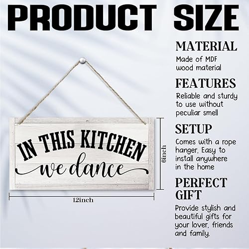 Miniatura 2 de Letreros de cocina para decoración de pared, arte de pared rústico de granja, In This Kitchen, We Dance, regalos de inauguración de la casa,