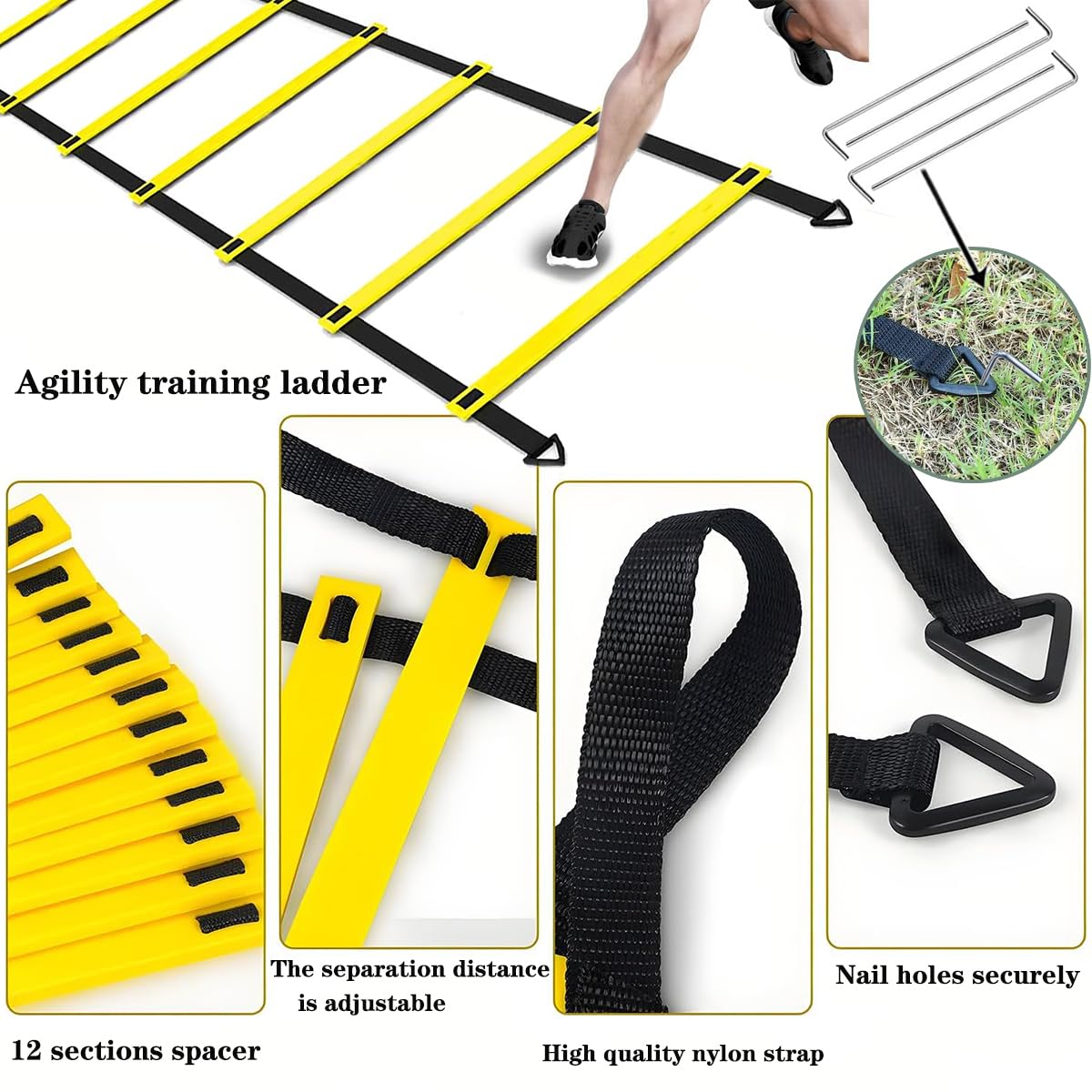 Set de Entrenamiento de Fútbol,Agility Speed Ladder 6M 40 Conos Entrenamiento,4 Clavos Metálicos y Bolsa Kit de Entrenamiento Futbol