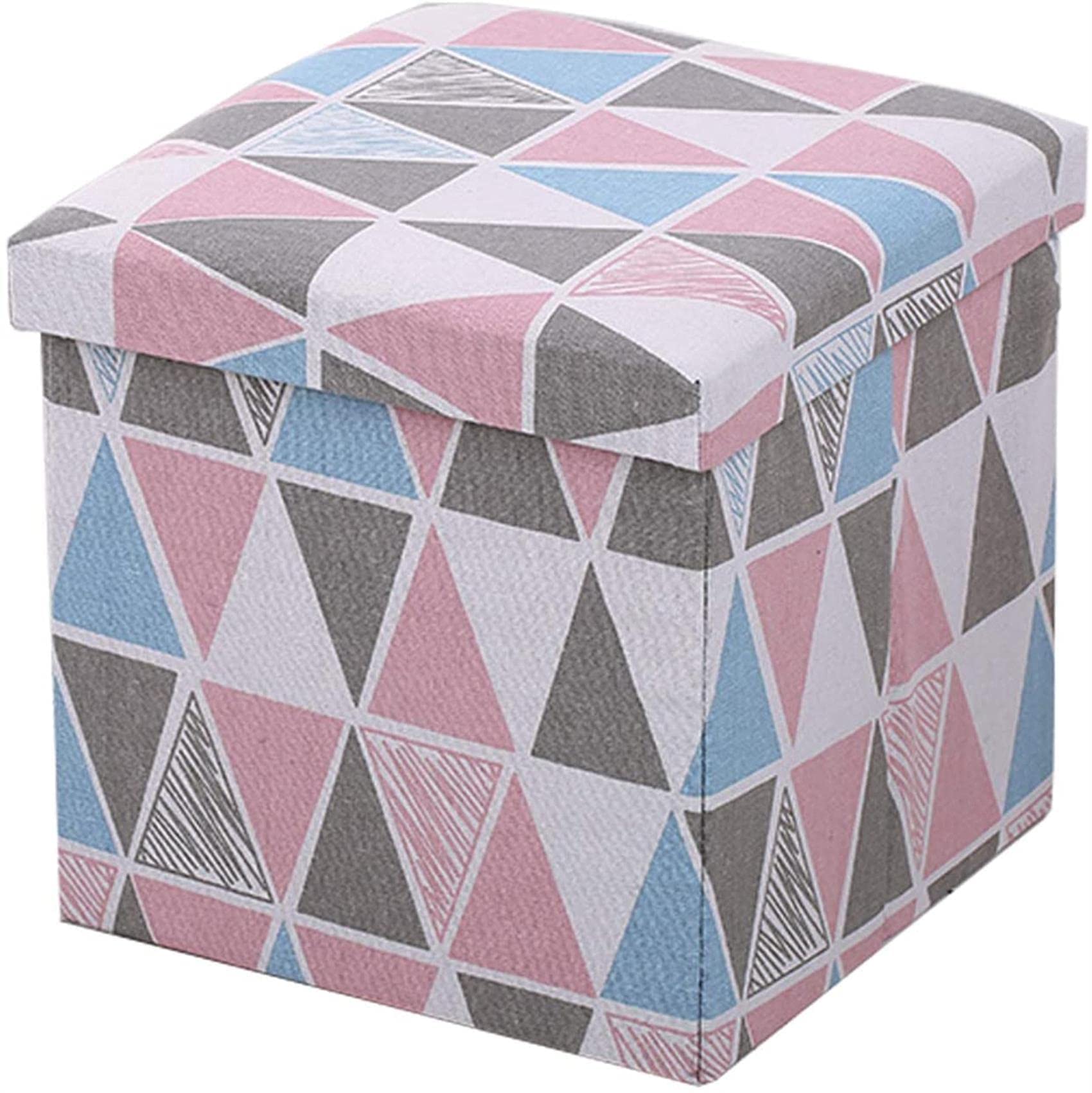 Repose-Pieds Ottoman Carré en Lin avec Boîte de Rangement Intégrée S3