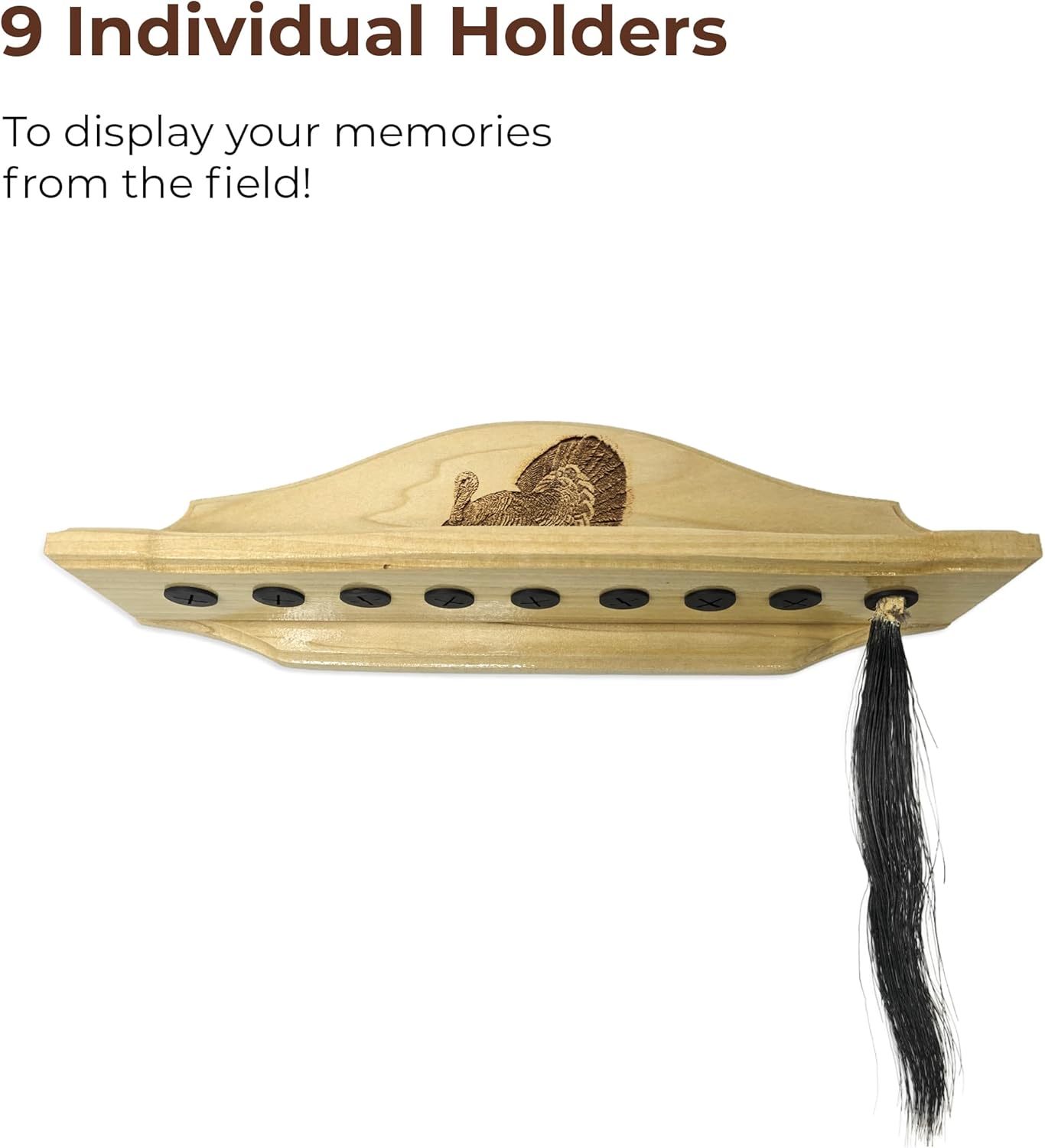 Turkey Beard Display & Mount Kit – Premium Rustic Turkey Fan and Beard Mount Plaque, Ideal for Home, Office, & Dining Room Decor, Perfect for Nature Enthusiasts(9 Beards)