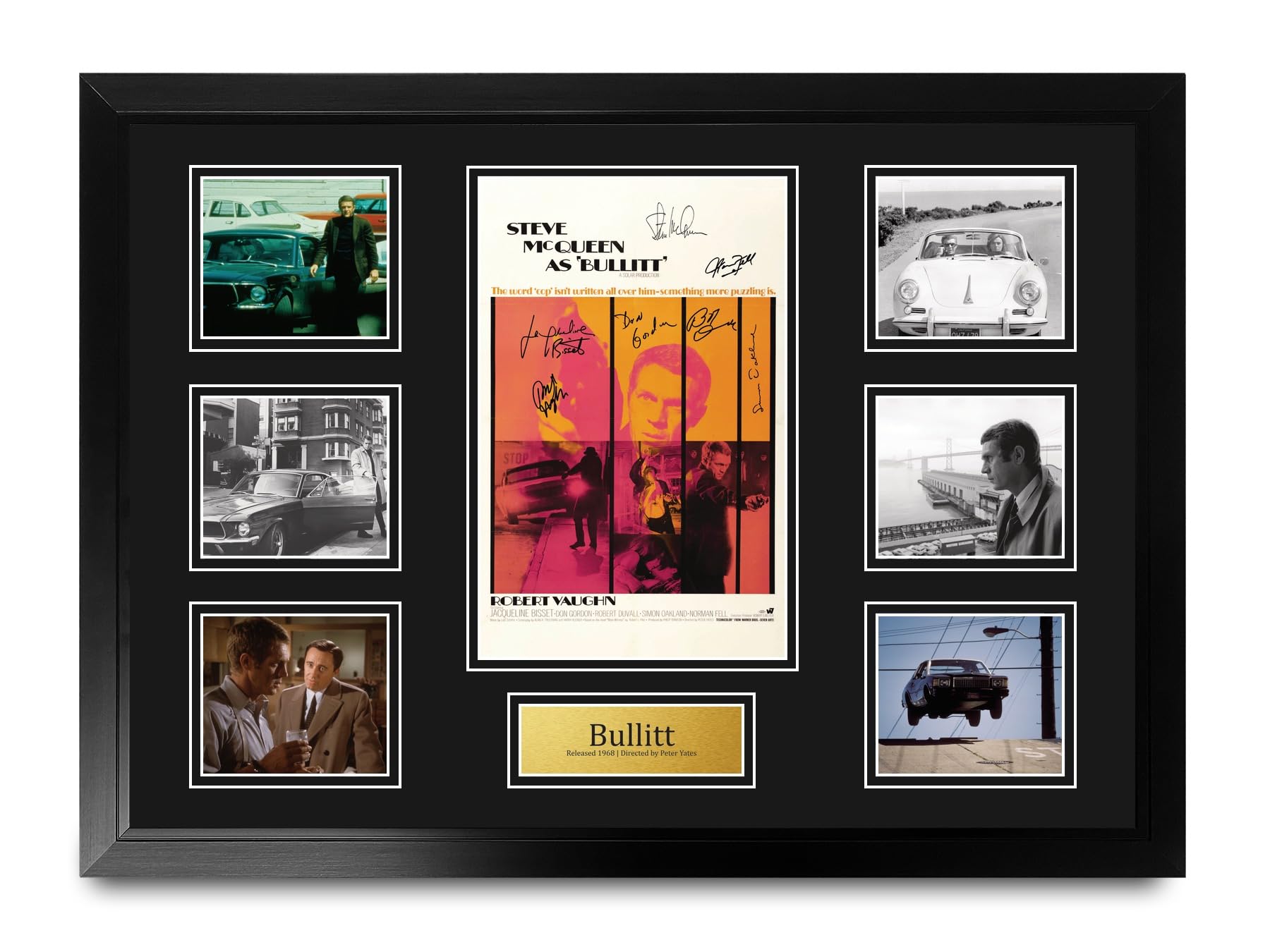HWC Trading Bullitt Podpisany Plakat Filmowy A2 Deluxe w Ramie