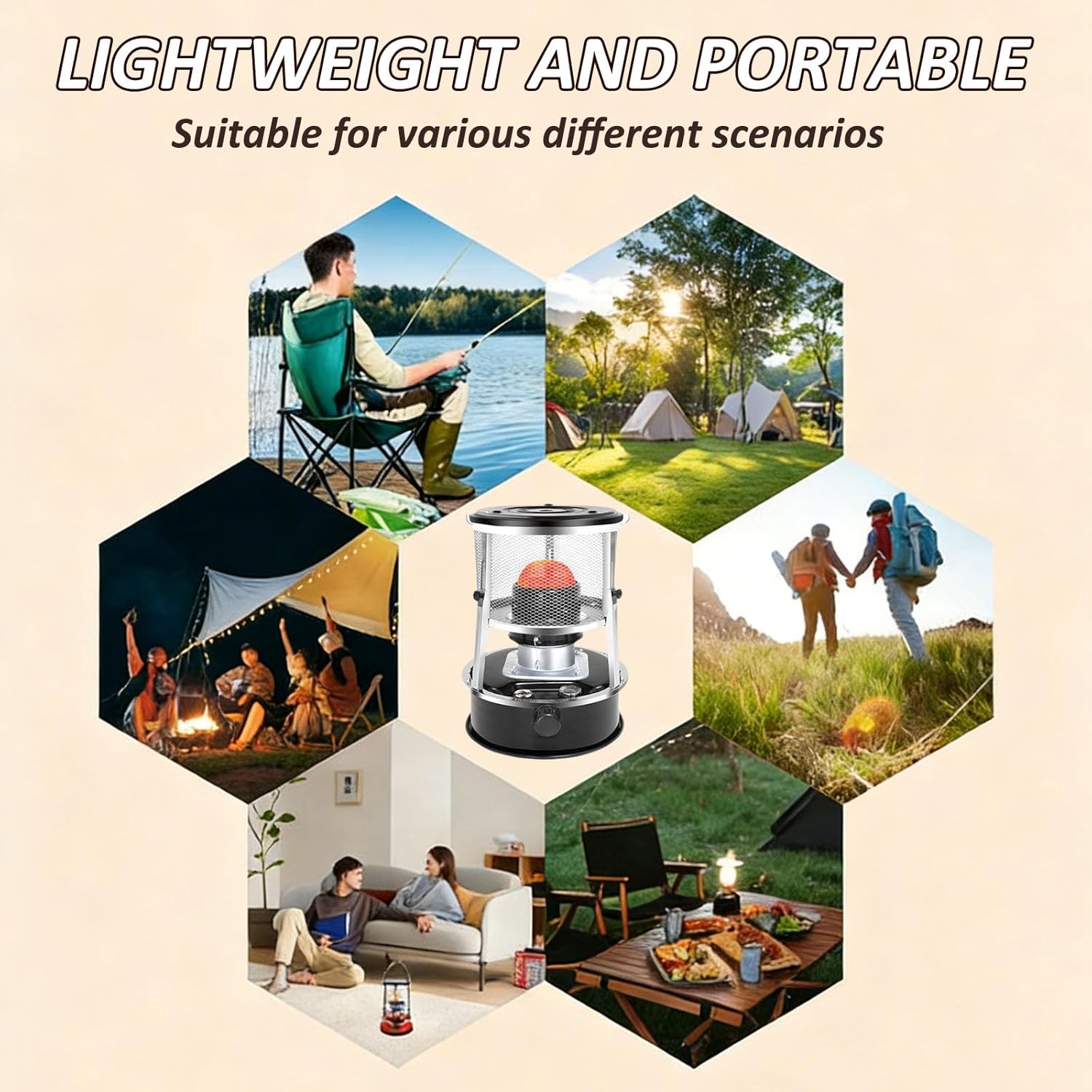 Non Electric Heaters for Indoor, 9000 Btu(Lasts 18 H) Kerosene Non-Electric Heaters for Indoor Use, Portable Heater for Power Outage, Suitable for Camping, Home, Garage, Emergency Heat (Green)