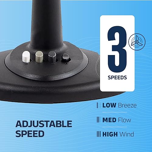 Miniatura 5 de Ventilador de mesa oscilante de 12 pulgadas, 3 velocidades, con inclinación ajustable de 180 y prácticos controles de botón, ventilador de