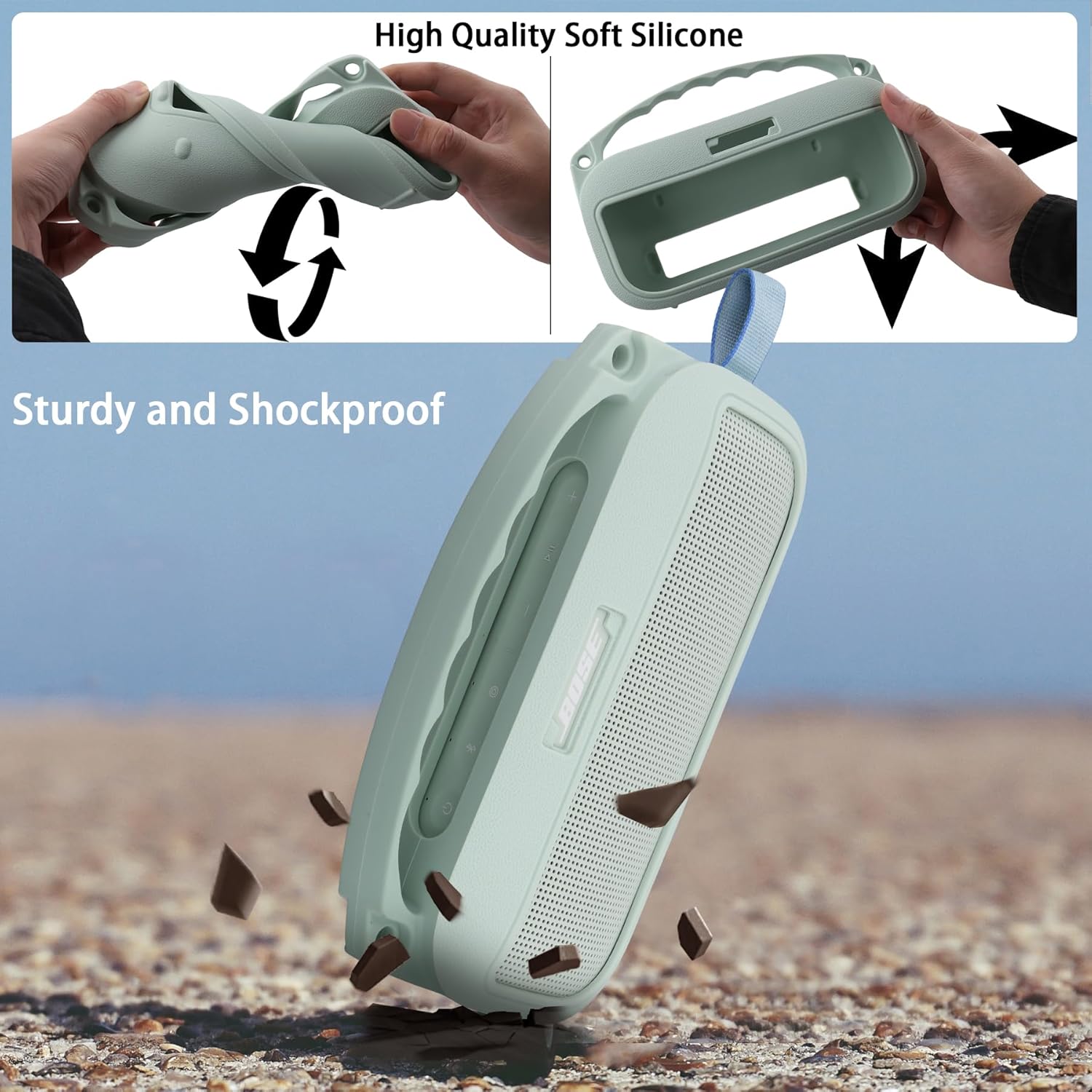 co2CREA Hard Case and Silicone Case Replacement for Bose New SoundLink Flex 2nd Gen/Bose SoundLink Flex Bluetooth Portable Speaker, Protective Case with Carabiner and Shoulder Strap (Alpine Sage Case) - Image 4