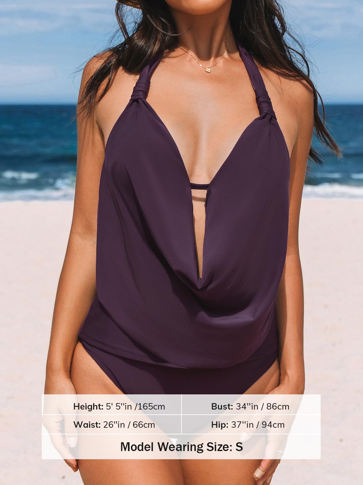 CUPSHE, Tankini, Costume da bagno da donna con scollo a V profondo e scollo a V, schiena bassa