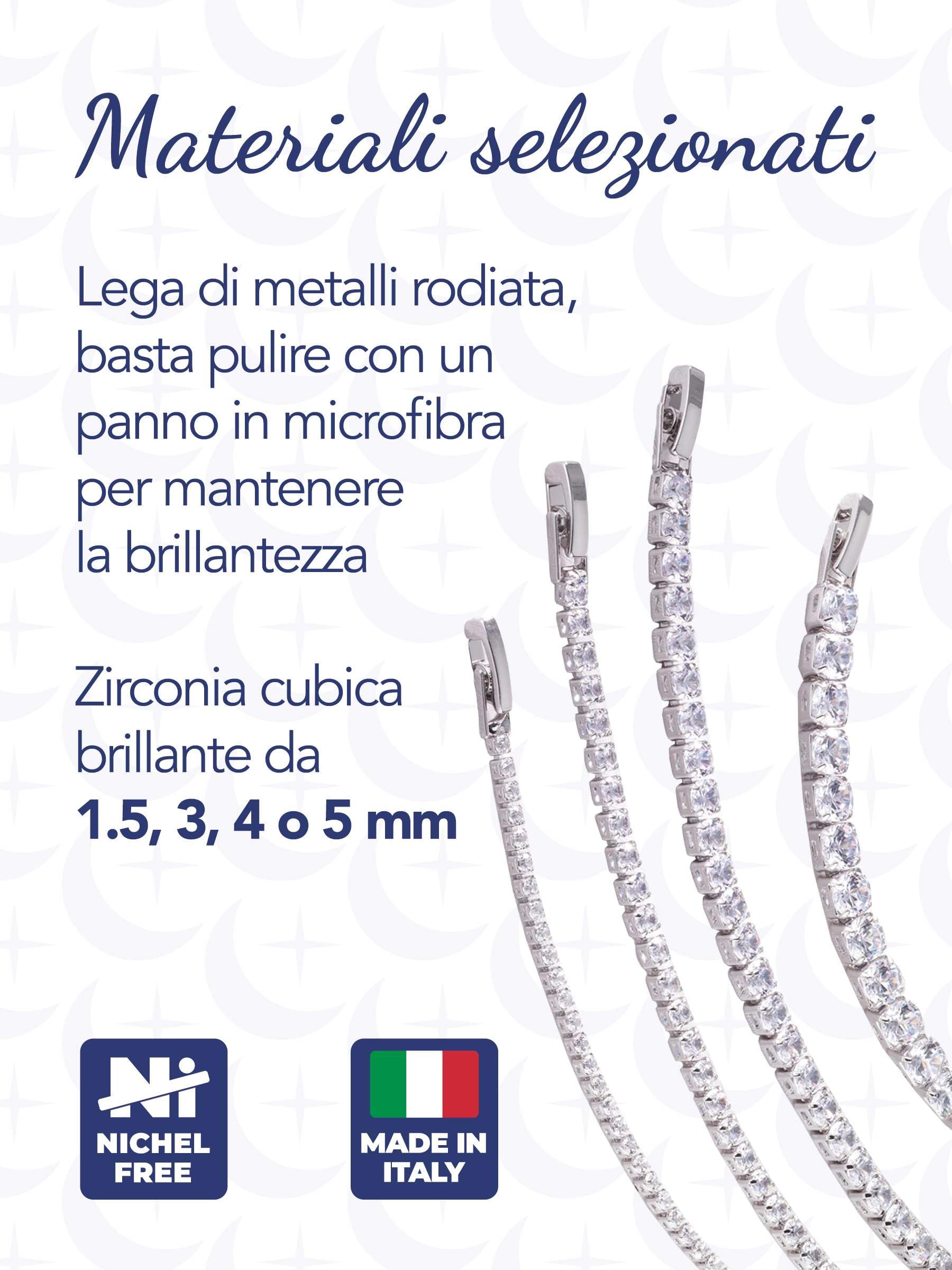 inSCINTILLE Bracciale Tennis Donna Uomo con Zirconi, Regolabile 18-20 cm, Confezione Regalo Inclusa, Braccialetto Tennis Fine o Spesso