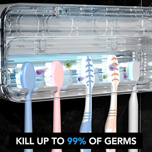 Miniatura 6 de StarWin Desinfectante para cepillos de dientes UV, 5 ranuras para cepillo de dientes, limpiador esterilizador para montaje en paredfunción de