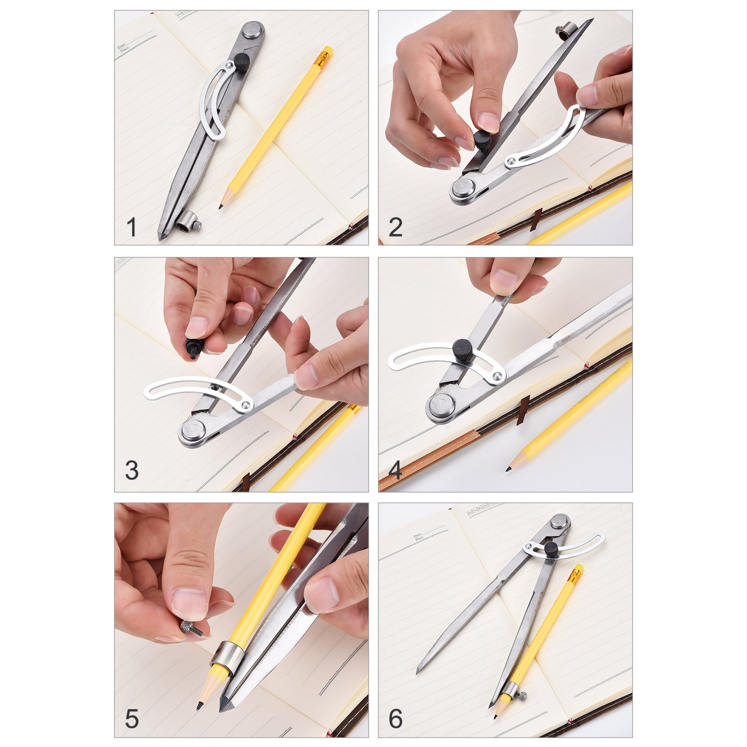 Compasso Regolabile In Acciaio - 20.3 Cm, Per Legno E Pelle - Foto 8