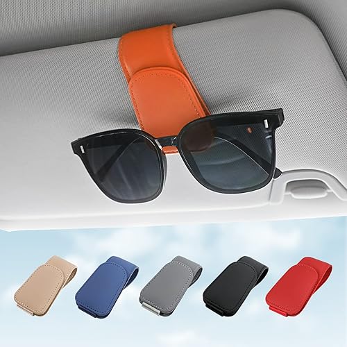 Soporte para lentes de sol para visera de automóvil, clip magnético de cuero, soporte para lentes, camión, accesorios interiores de automóvil,