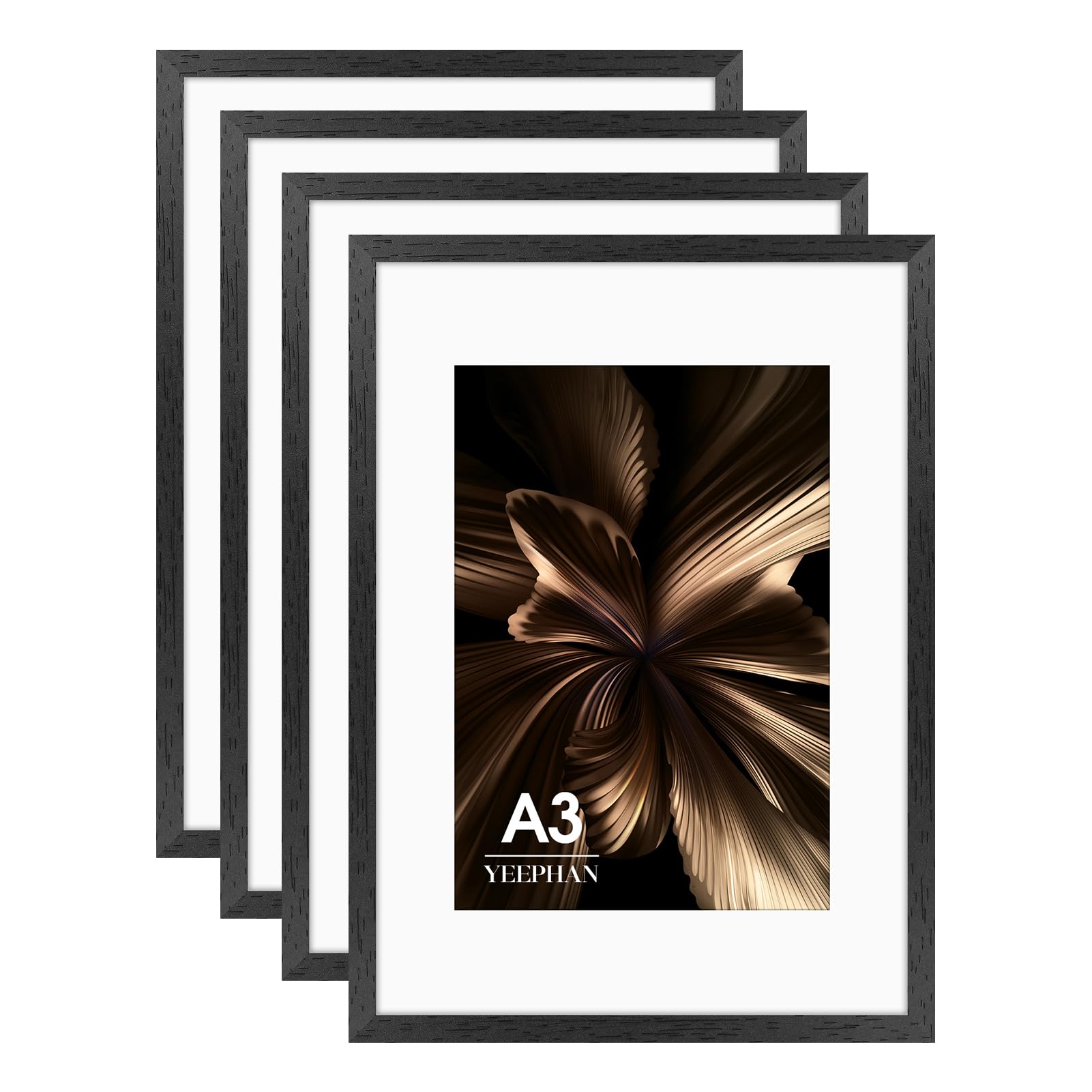 A3 Picture Frame - A3 Frames with Mount for A4 Prints, Black