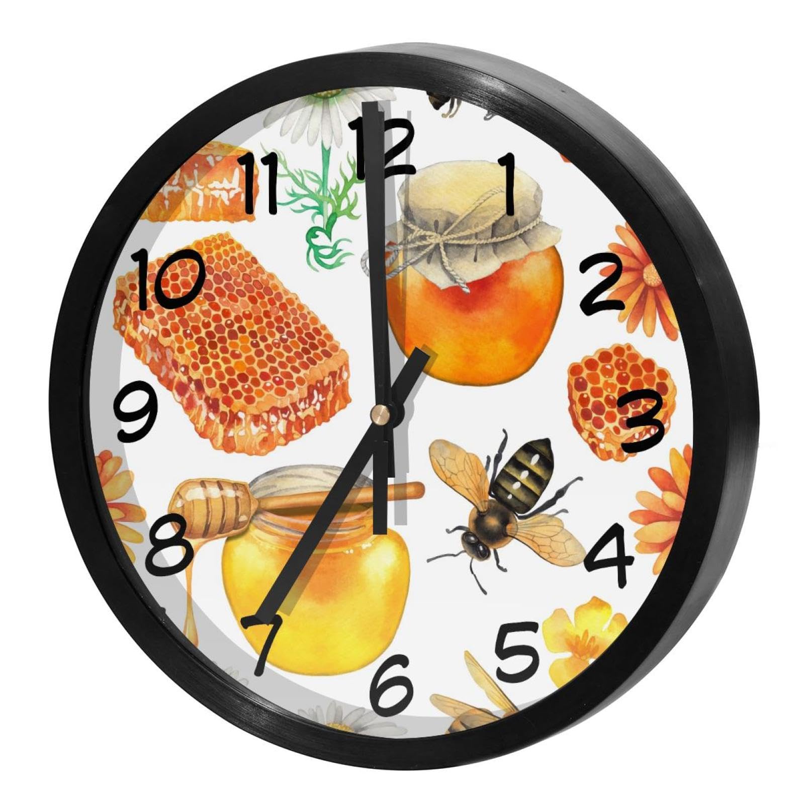 Horloge murale silencieuse pour cuisine et bureau à motif abeille vintage