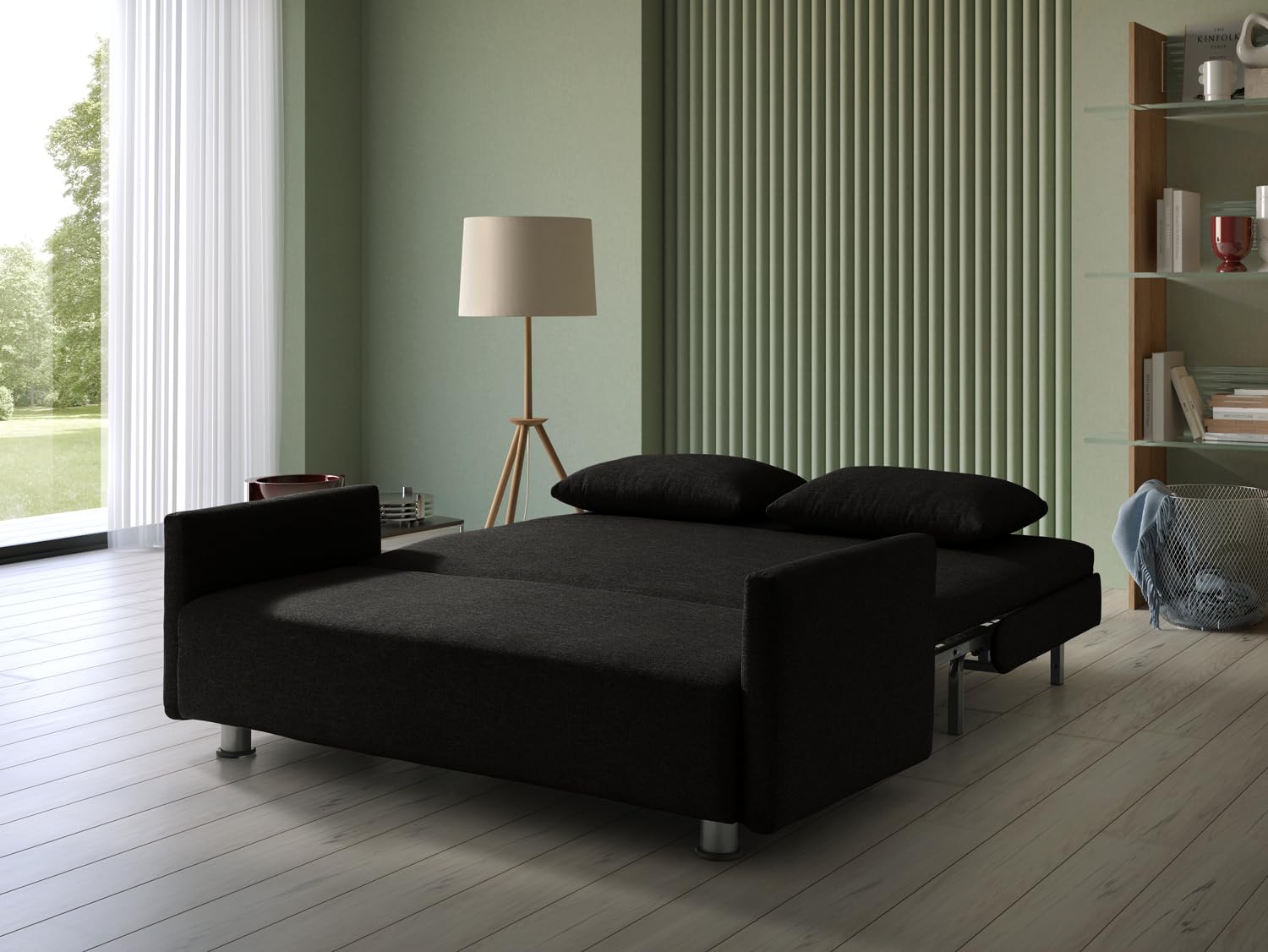 EVERGREENWEB Divano Letto 3 Posti con Materasso Matrimoniale 160x190 Ortopedico Prontoletto RICHIUDIBILE 2in1 Rivestimento Antracite SFODERABILE Braccioli Slim Coppia Cuscini SUPERSOFT Inclusi | EDITH