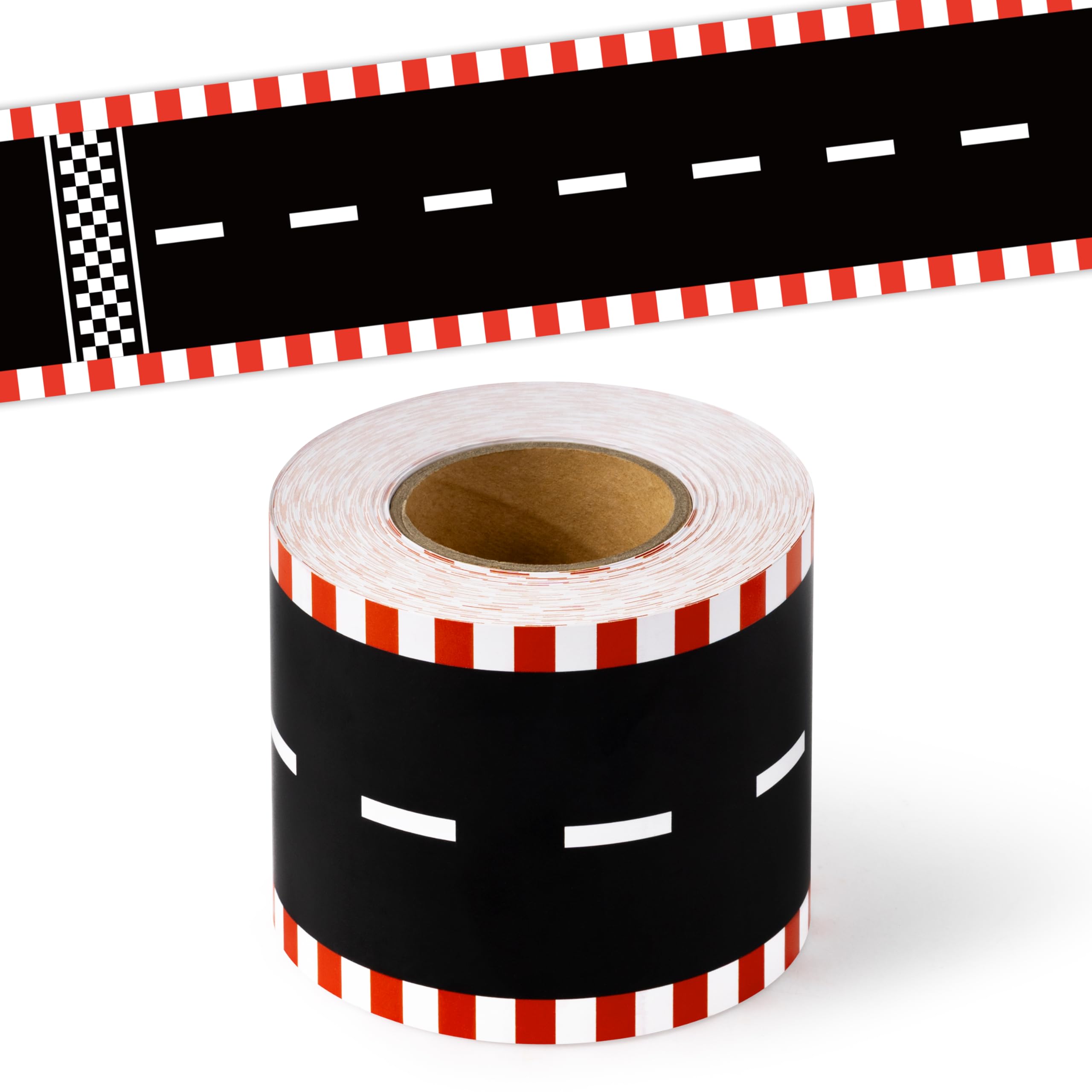 BeYumi Race Track Border Trim - 65ft Back to School Racing Track Straight Rolled Border Trim Road Racing Car Theme Bulletin Board Set School Classroom Office Chalkboard Race Party Holiday Decoration