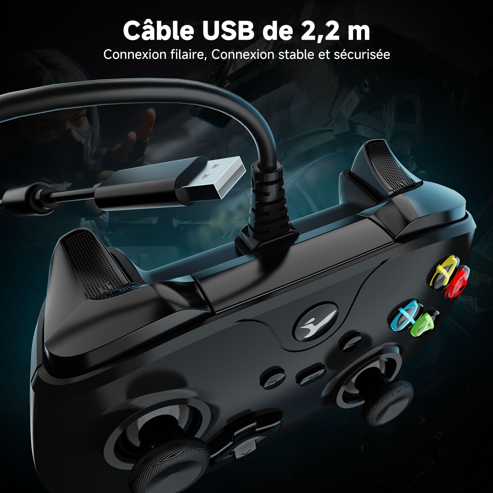 YCCTEAM Manette Filaire pour Xbox One, Manette de Jeu USB Xbox One Compatible avec Xbox One/S/X/PC Windows 10/11 avec Prise Audio Casque 3,5 mm (Noire)