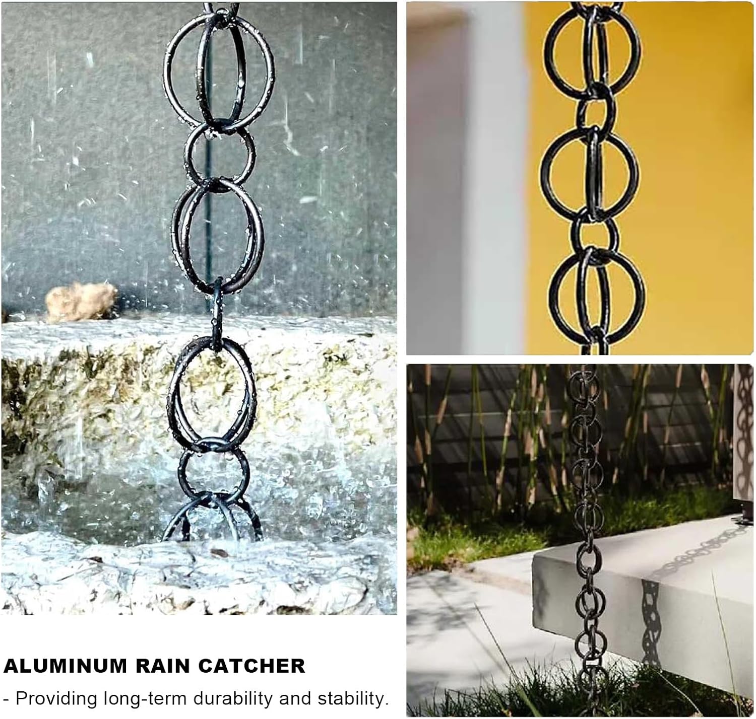 Rainwater Chain，Drainage chain Rain Chain Rain Chains for Downspouts, Ring Gutter Rainwater Collectors for Outside, Drainage Rain Catcher Wind Chime for Garden Courtyard(260cm (8.5ft))
