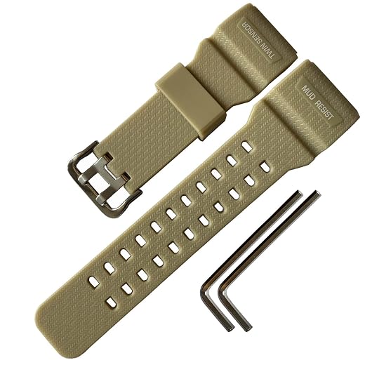 Natural Rubber Strap/Replacement Watch Band for Casio men's G-Shock Master of G Mudmaster Twin Sensor Sports Watch GG-1000/ GWG-100/ GSG-100 Series Watch Strap