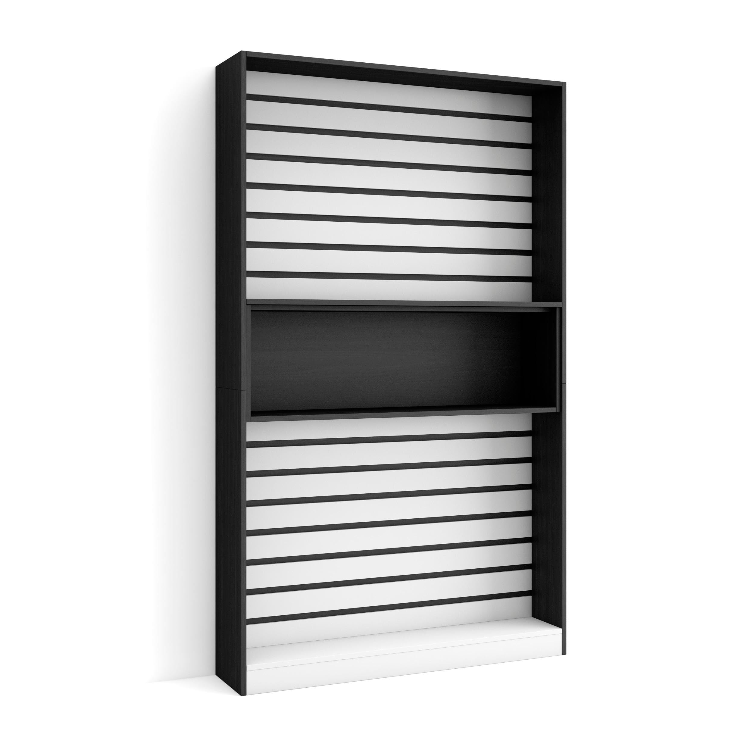 Skraut Home | Librería estantería | Estanteria Libros de Pared | 110x186x25cm | Salón - Comedor - Oficina | con Almacenaje | Estilo Moderno | Blanco y Negro