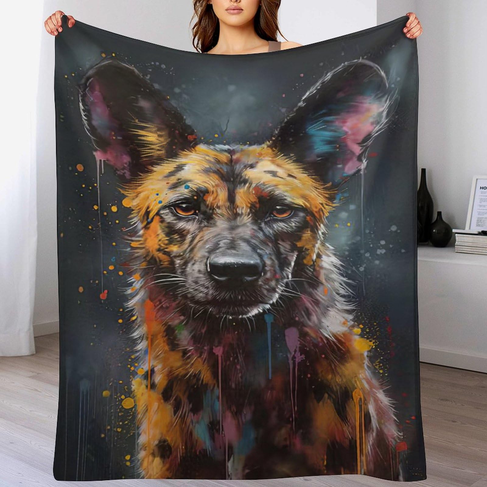 Couverture hyène douce pour des soirées cocooning sur le canapé
