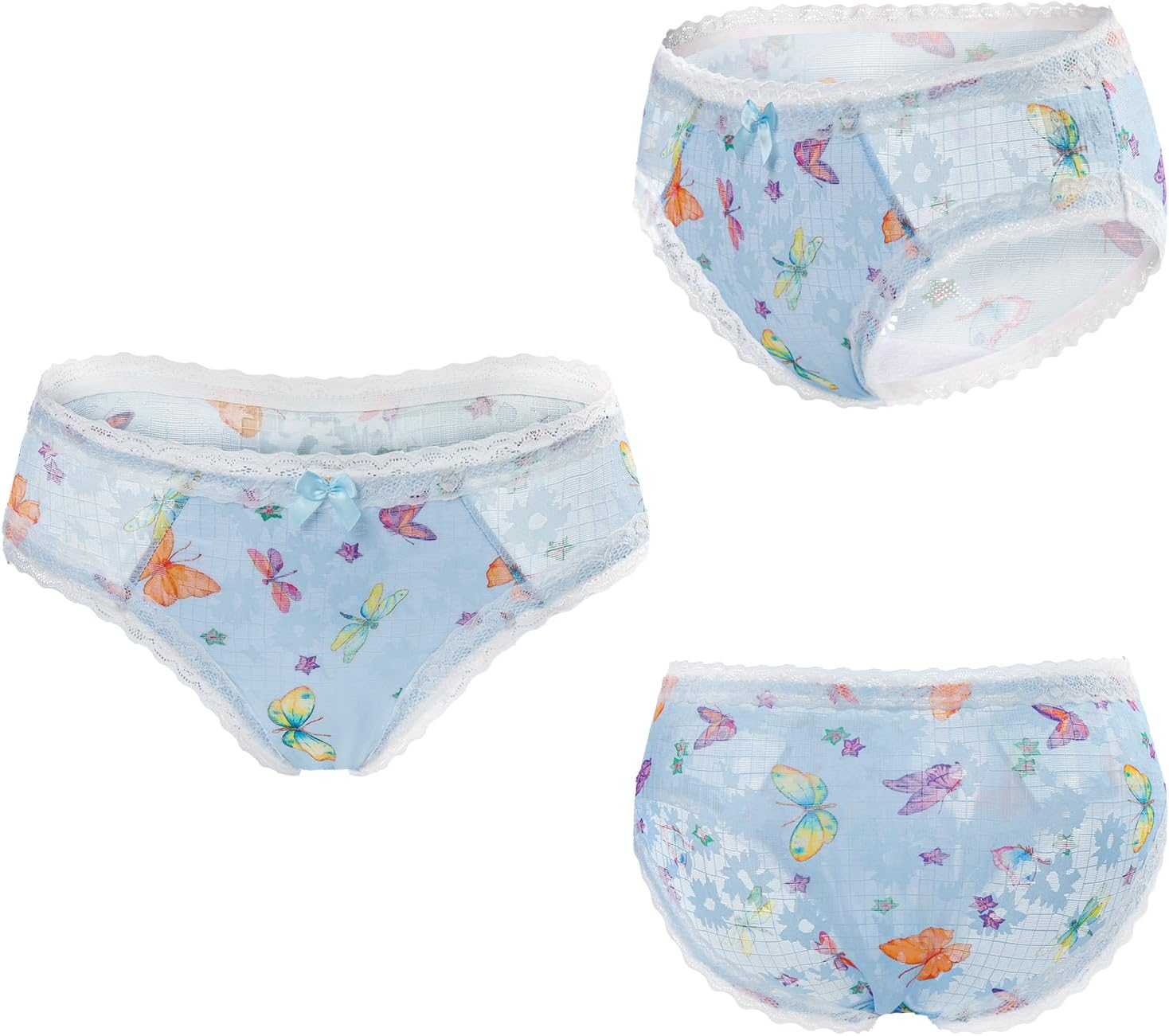 Littleforbig Unisex Hipster Briefs Butterflies Pattern Mesh Shaping Tucking Gaff Briefs for Sissies Crossdressers Blue - Image 6