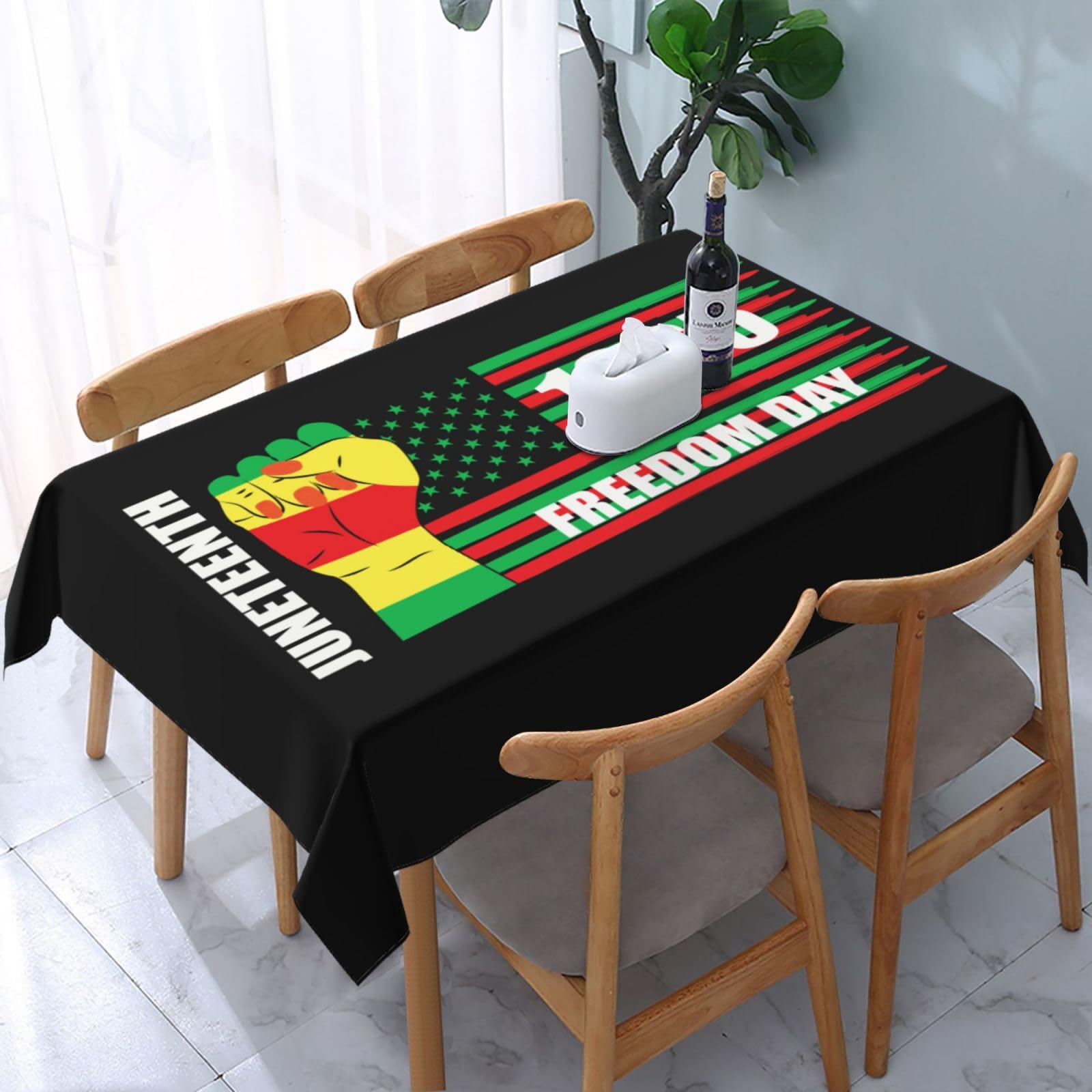 JunHeArt Juneteenth Day Freedom 1865 Tablecloth Rectangle Table Cover Washable Table Cloths Decor For Kitchen 54" X 72"