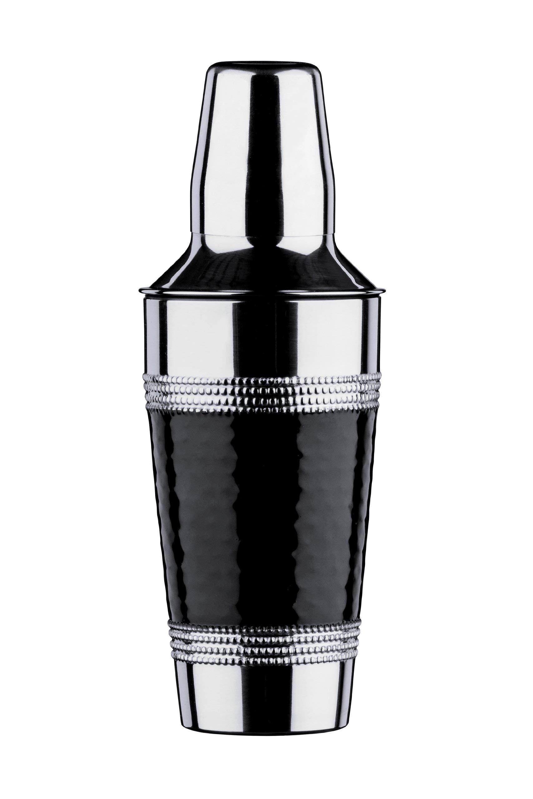 Premier Housewares Cocktail Shaker with Hammered Black Band - Stainless Steel