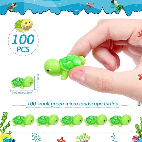 Miniatura 2 de Ripeng 100 figuras miniatura de resina de tortuga marina, pequeñas estatuas de tortugas para jardín, micro paisaje, hogar, terrario, manualidades,