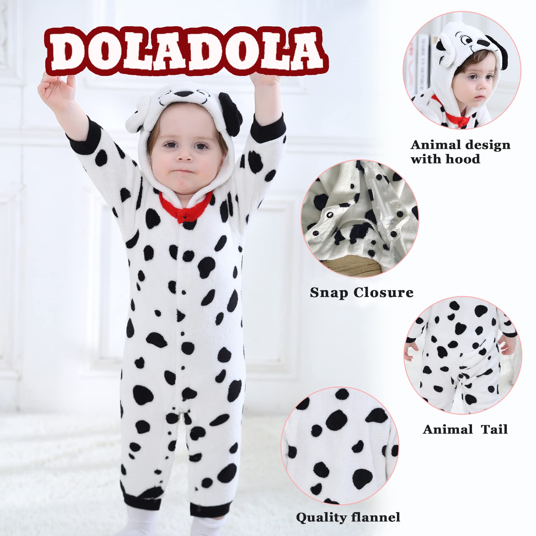 Unisex Bambino Inverno Pagliaccetto Dinosauro Dalmatians Cucire Animale Stile Flanella Cosplay Halloween Costume Attrezzatura