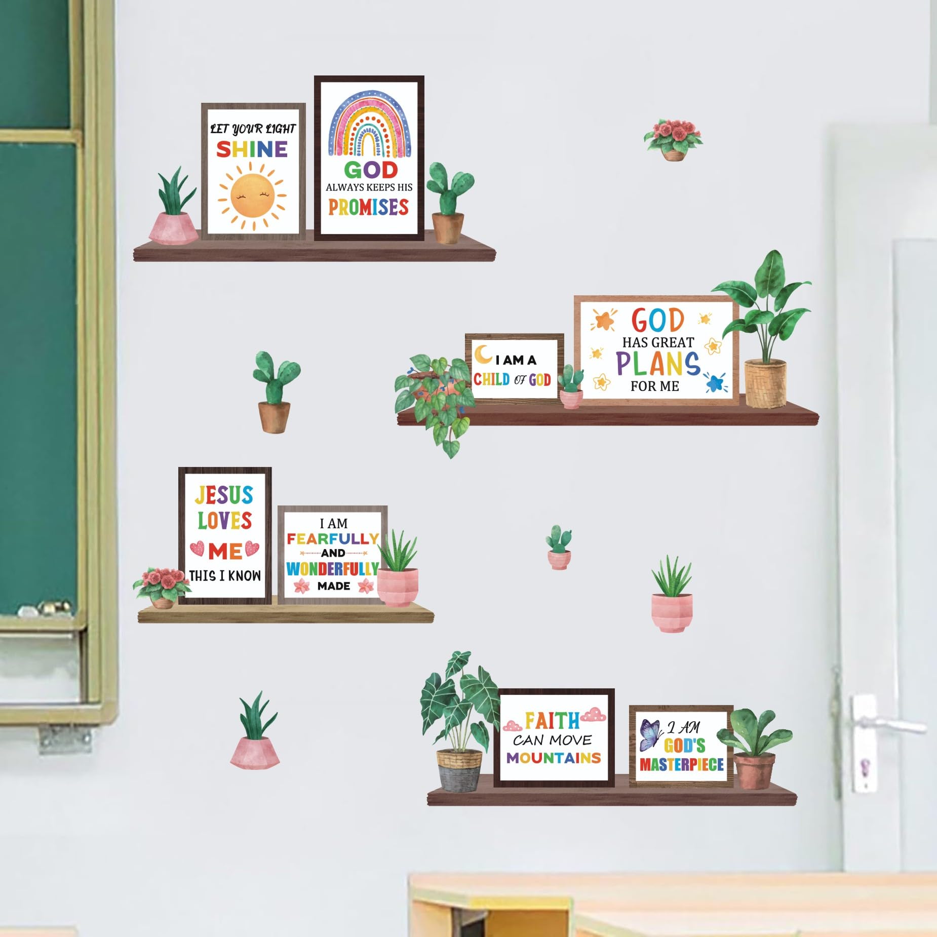 TOARTi Colorful Plants Wall Decals Motivational Classroom Wall Stickers Potted Plant Bookshelf Bulletin Board Decals Inspirational Quote Back to School Decoration - Image 4