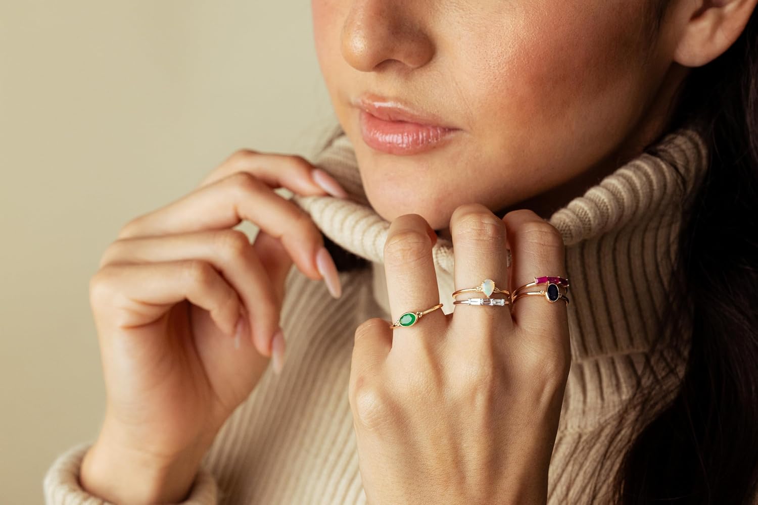 Heidi 14k Gold & Sterling Silver Genuine Gemstone Stackable 3-Stone Baguette Ring, Sizes 6-8