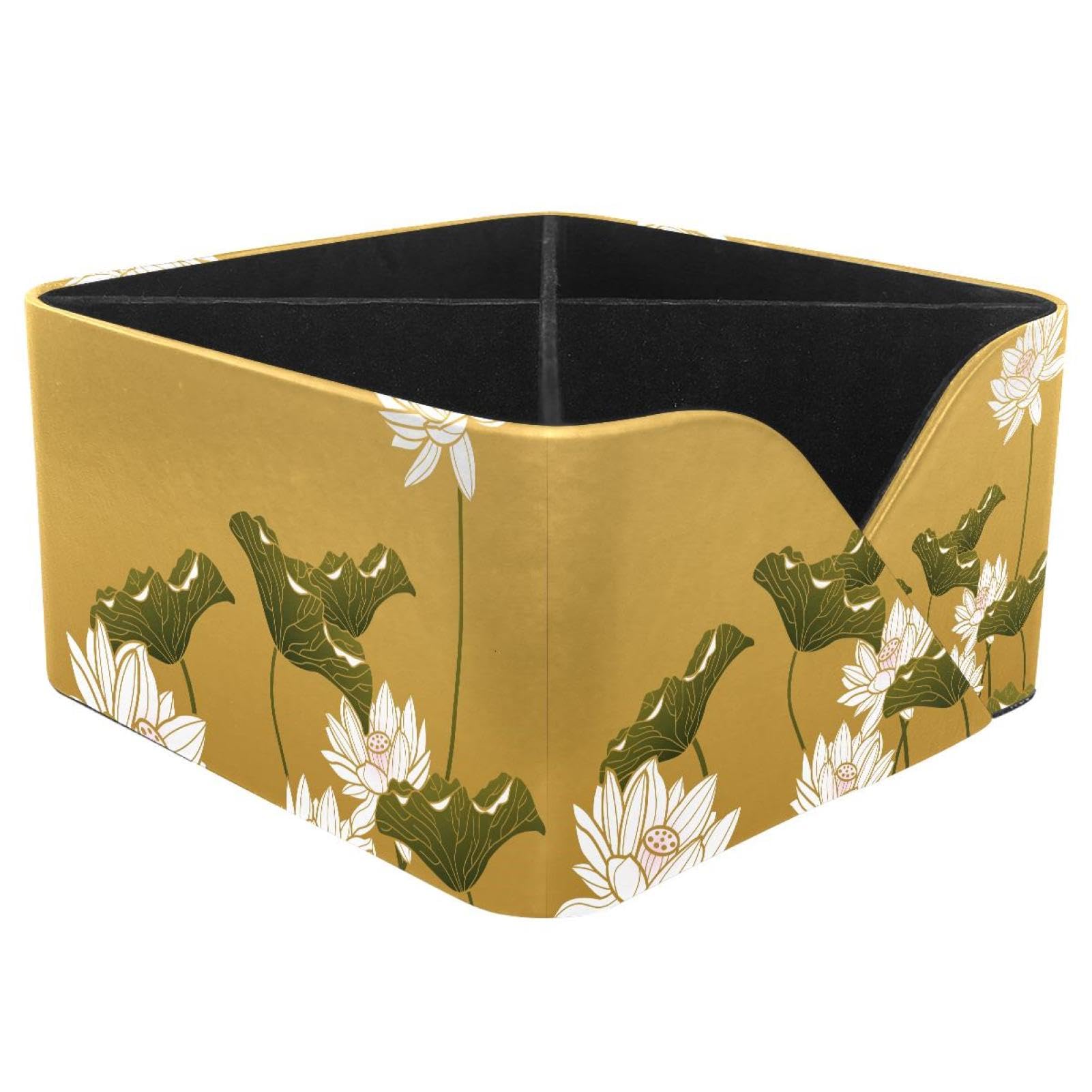 KengjuTesu Amazing Lotus Desktop Organizer Pen Holder, Rectangular Pencil Cup for Office, Study and Makeup Stations