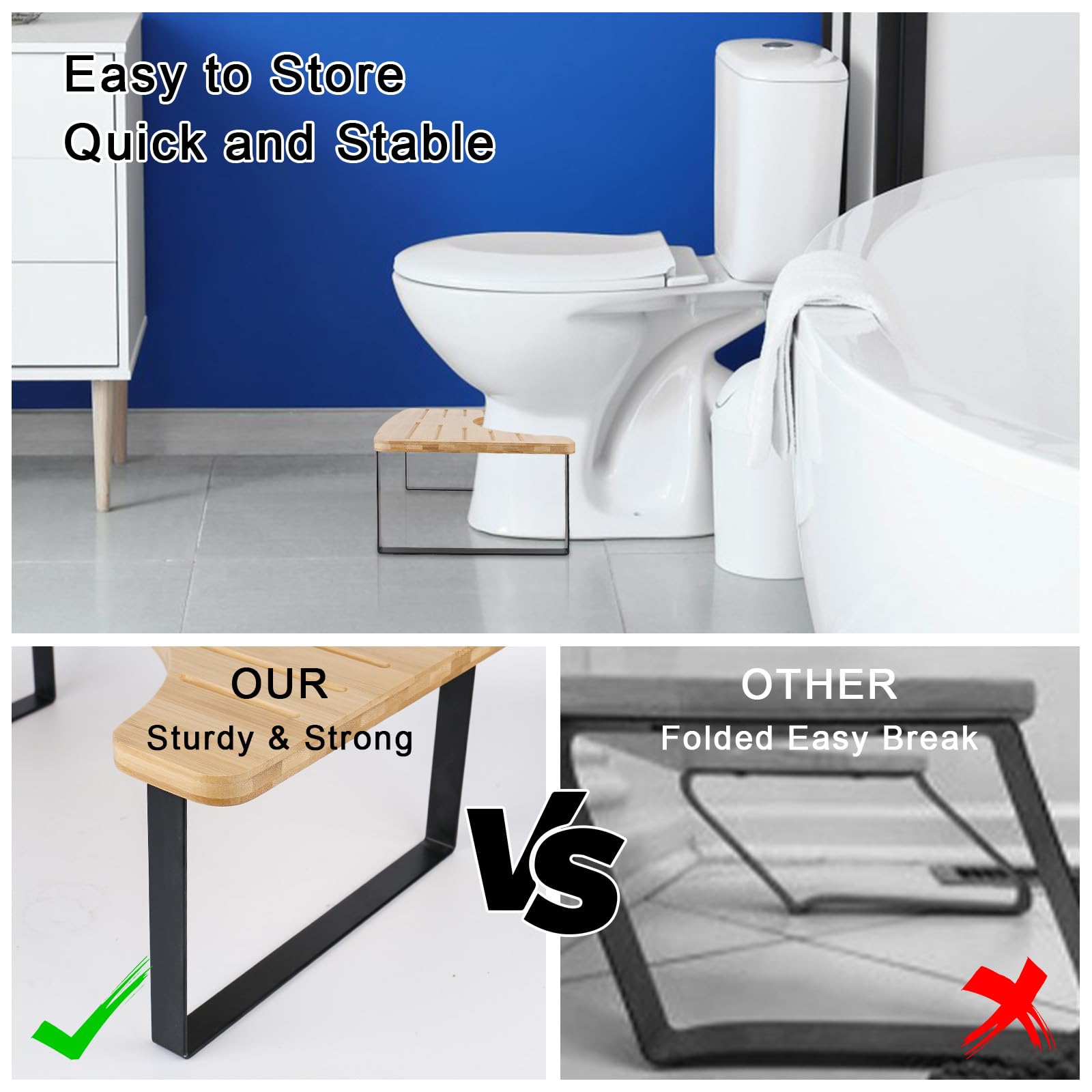Sgabello WC, Sgabello Per WC Fisiologico, Sgabello Da Toilette Adulti Legno, Toilet Stool, Panchetto Bagno, Sgabello Bagno, Rialzo Sgabello Wc Per Bambini