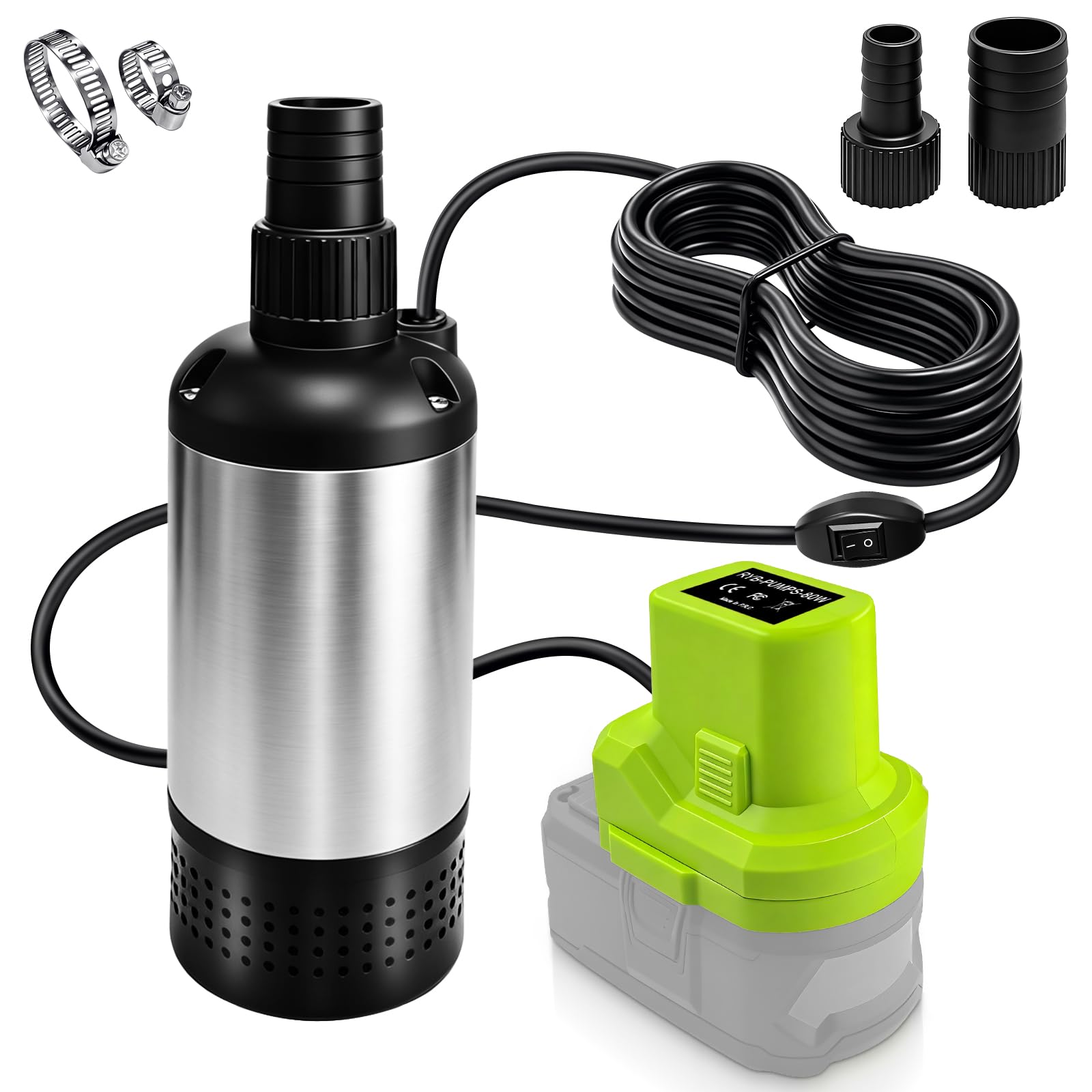 Wasserpumpe für Ryobi 18V Akku,792GPH Bürstenlose Tauchpumpe Schmutzwasserpumpe Saugpumpe Absaugpumpe,für Poolpumpen, Gartenbewässerung, Autowäsche, Pfütze, Camping, Keller(KEIN Akku)