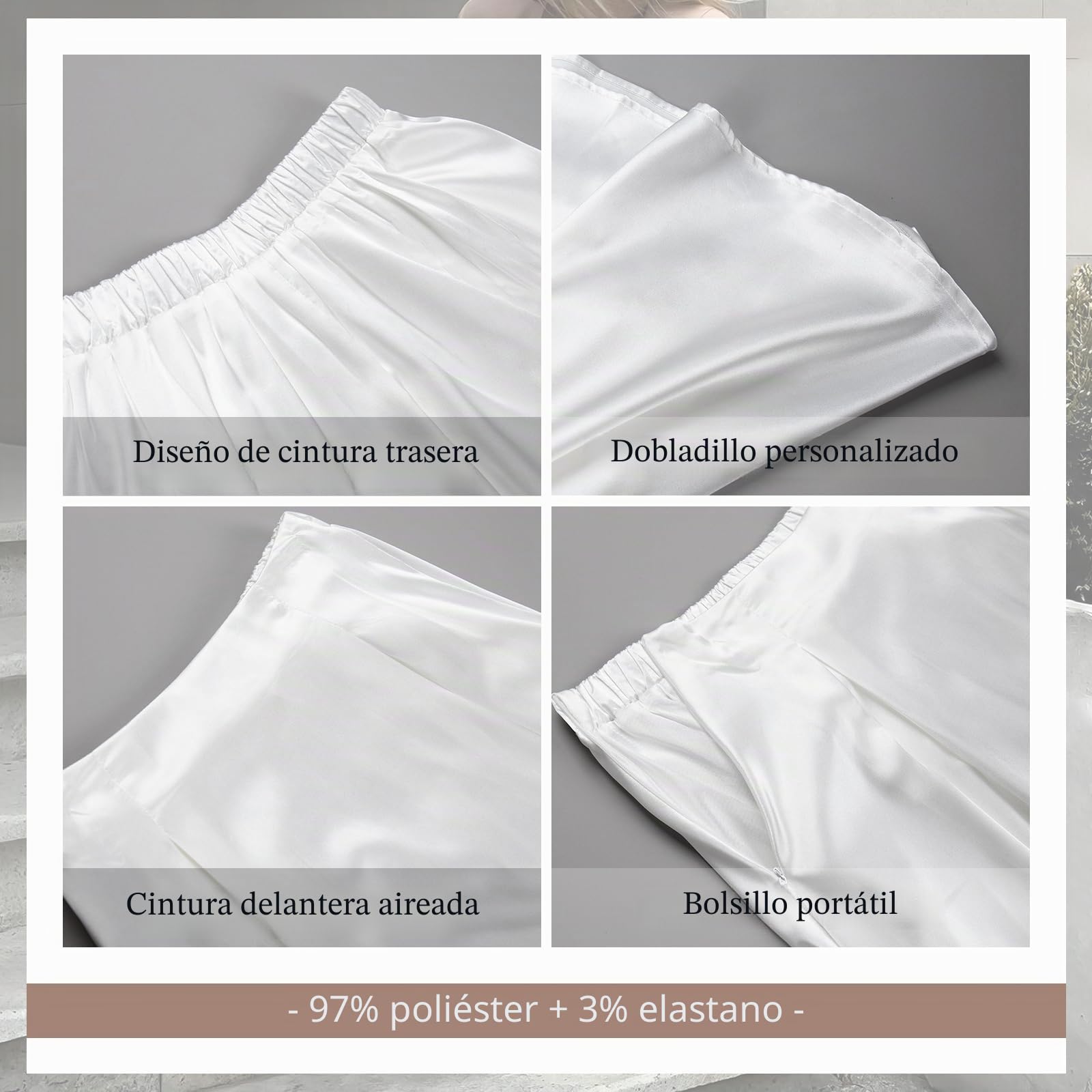 Falda Larga De Satén Elegante De Cintura Alta para Mujer con Cinturón Elástico, Maxifalda Sedosa Adecuada para Bodas, Cócteles, Negocios