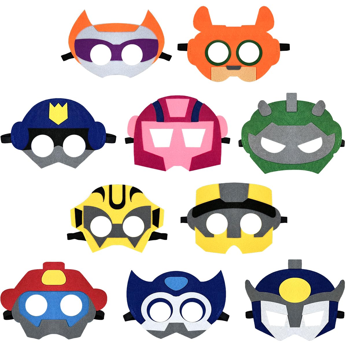 NF ORANGE 10Pcs Robots Mask Felt Party Favors,Robots Birthday Party Supplies Adult Dress Up Masks Photo Booth Prop Role Playing Birthday Dress Up